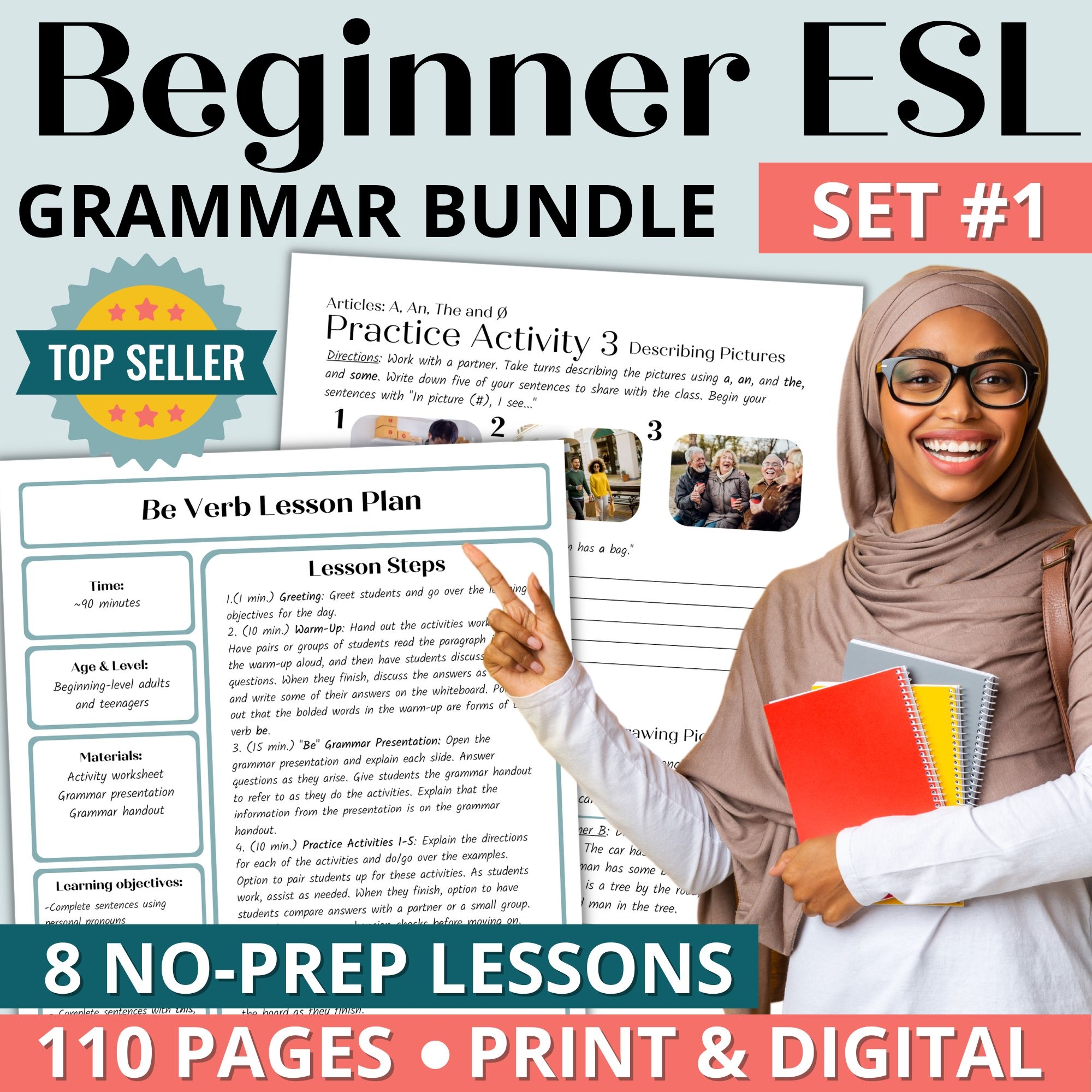 Beginner Adult ESL English Grammar Worksheets Lesson Plans And Activities For Adults And ELL Newcomers Bundle 1 Classful