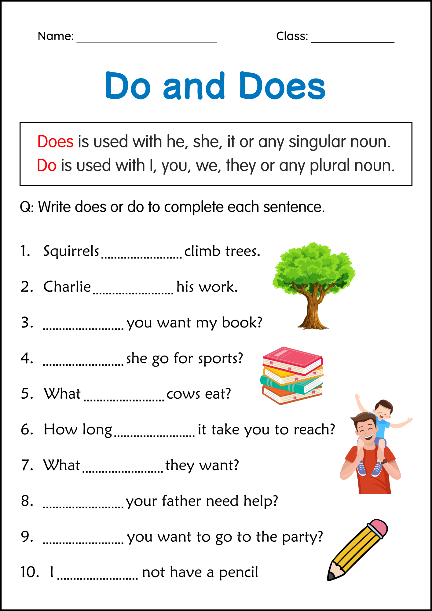 Beginner Do And Does Grammar Activity Worksheets For Grade 2 Teaching Resources