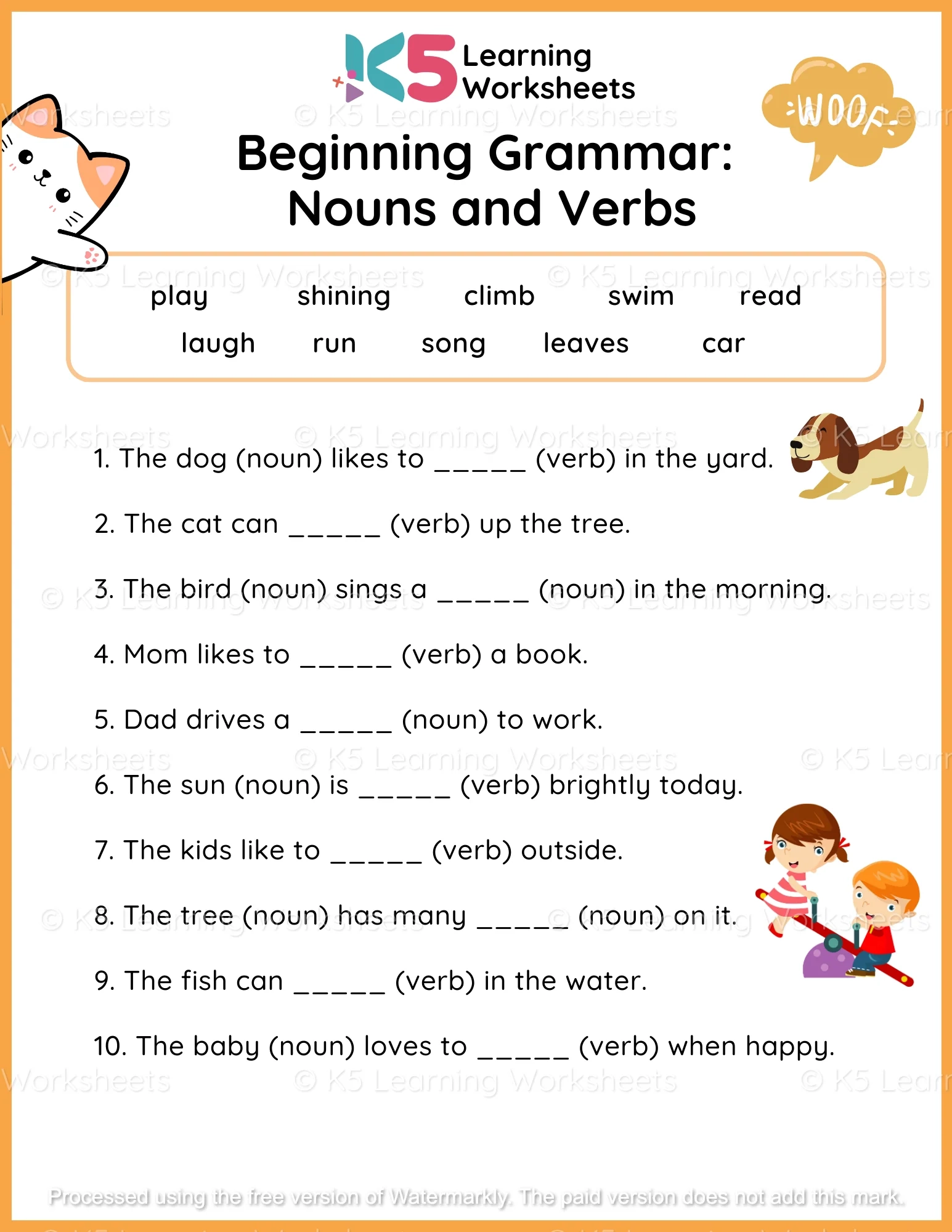 Grammar Worksheets Verbs