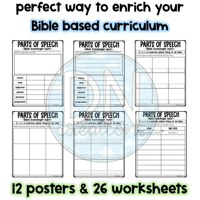Bible Grammar Worksheets Parts Of Speech Homeschool PDF Etsy