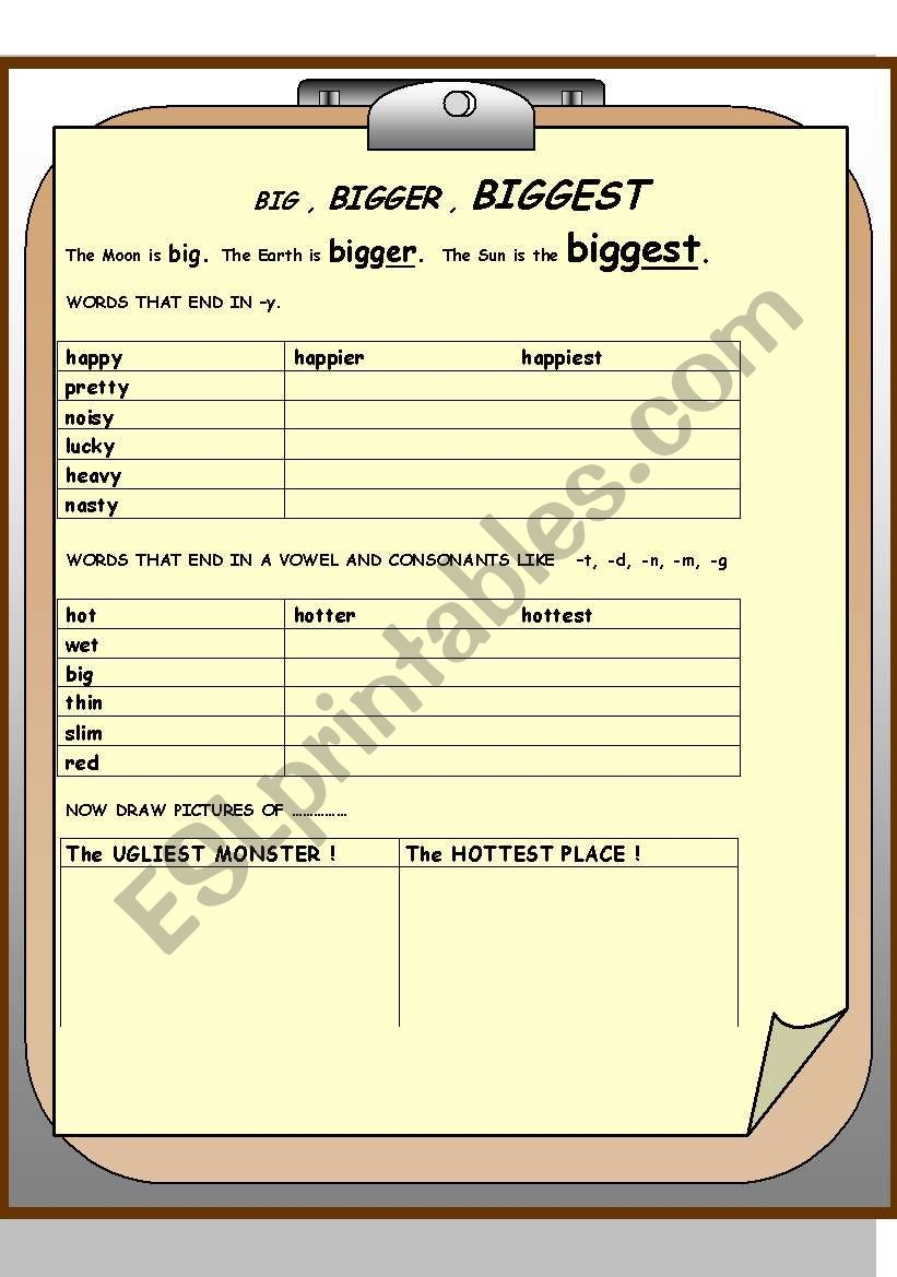 BIG BIGGER BIGGEST ESL Worksheet By Sabados