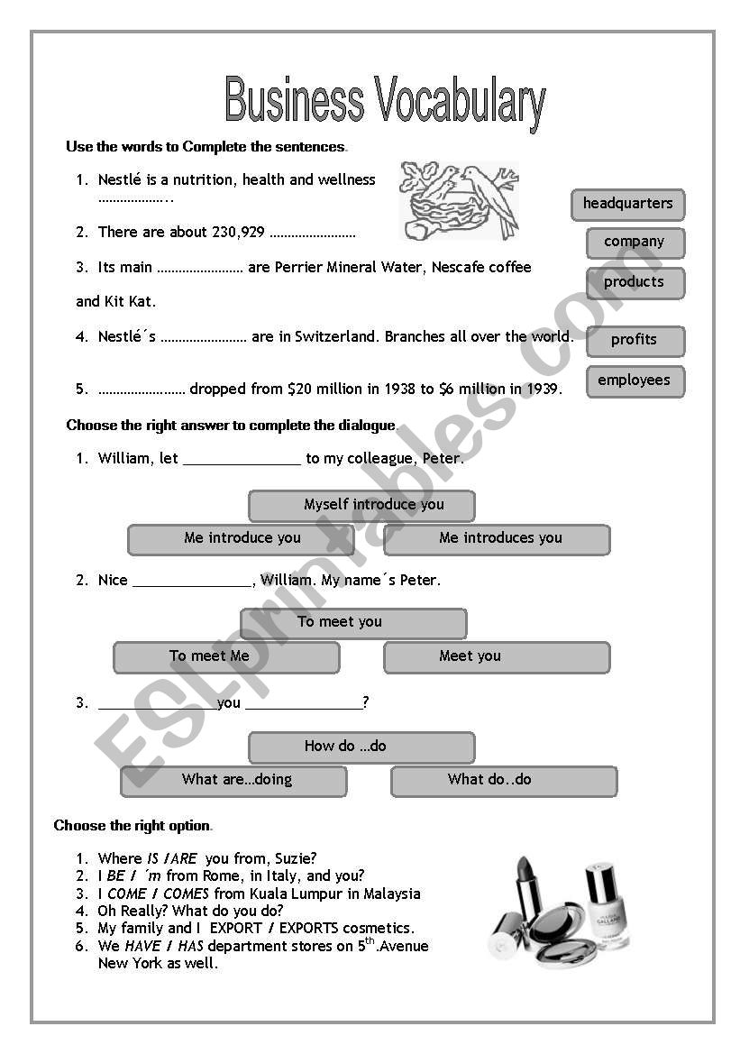 Business Vocabulary ESL Worksheet By Miss Del Business Vocabulary ESL Worksheet By Miss Del