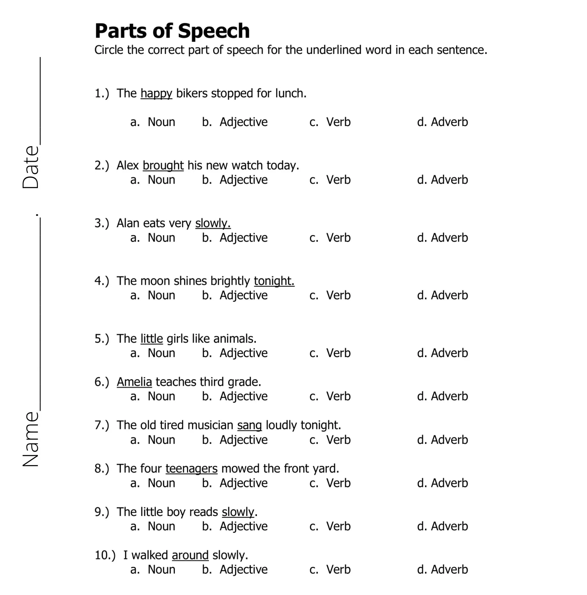 4th Grade Grammer Worksheets