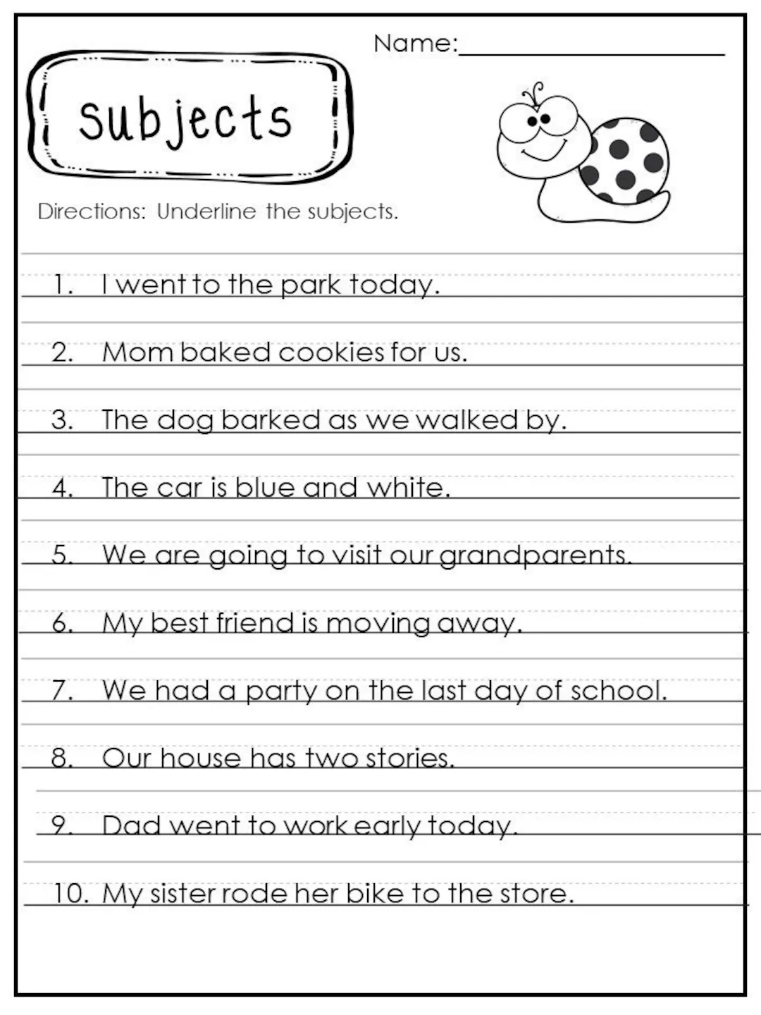 Buy Identifying Subject Predicates And Verbs In A Sentence Worksheets Online In India Etsy
