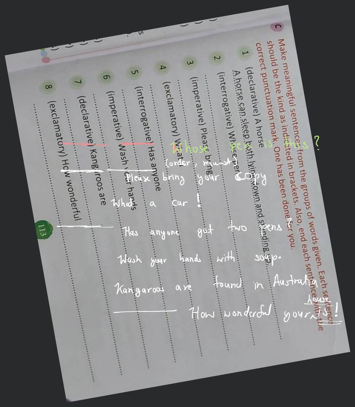 C Make Meaningful Sentences From The Groups Of Words Given Each Sentence C Make Meaningful Sentences From The Groups Of Words Given Each Sentence