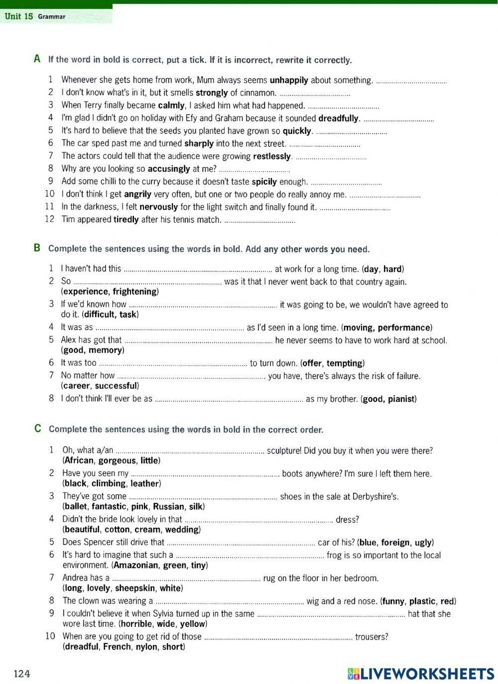 C1 Grammar Free Interactive Worksheets 1432951