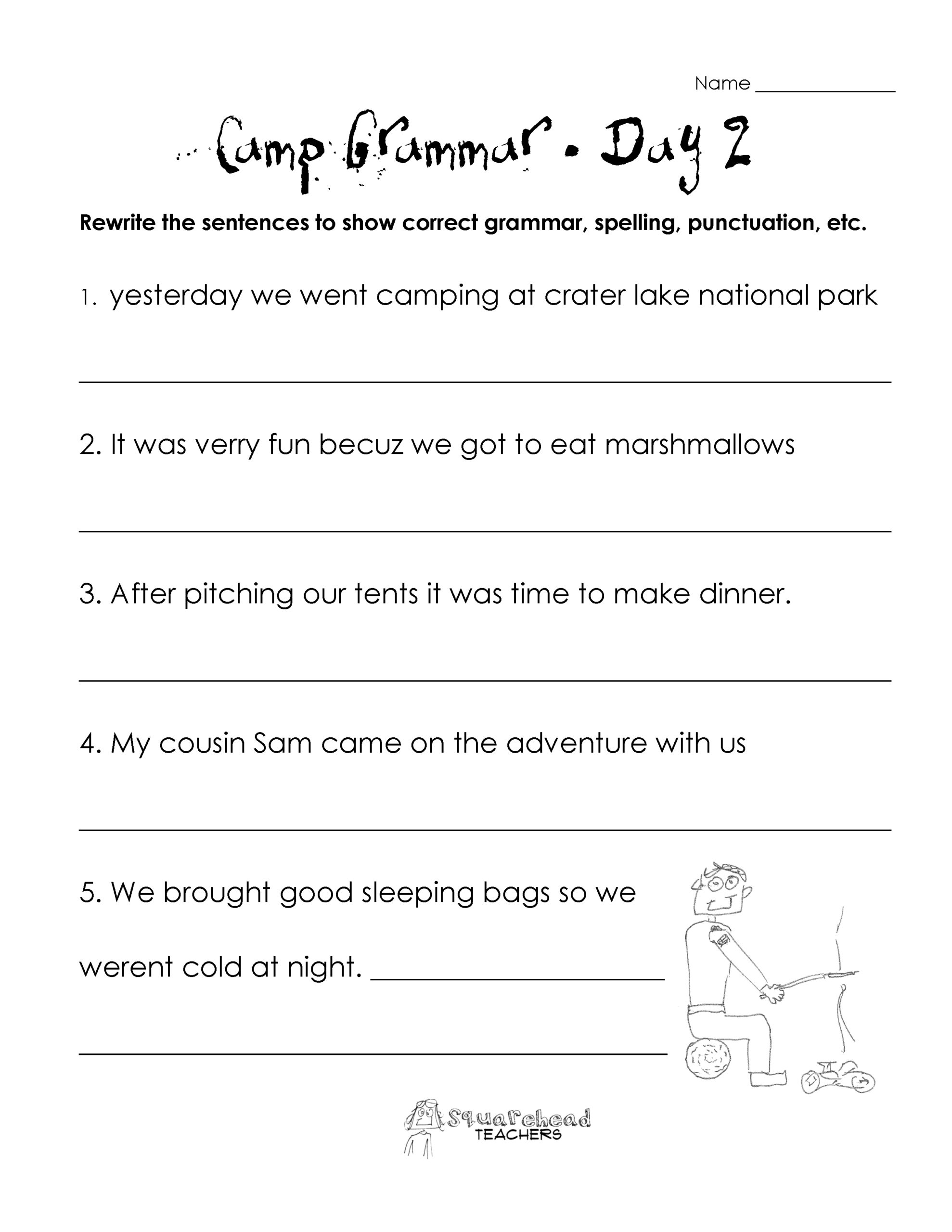 Camp Grammar 4 Days Of Free Worksheets For Upper Grades Camp Grammar 4 Days Of Free Worksheets For Upper Grades
