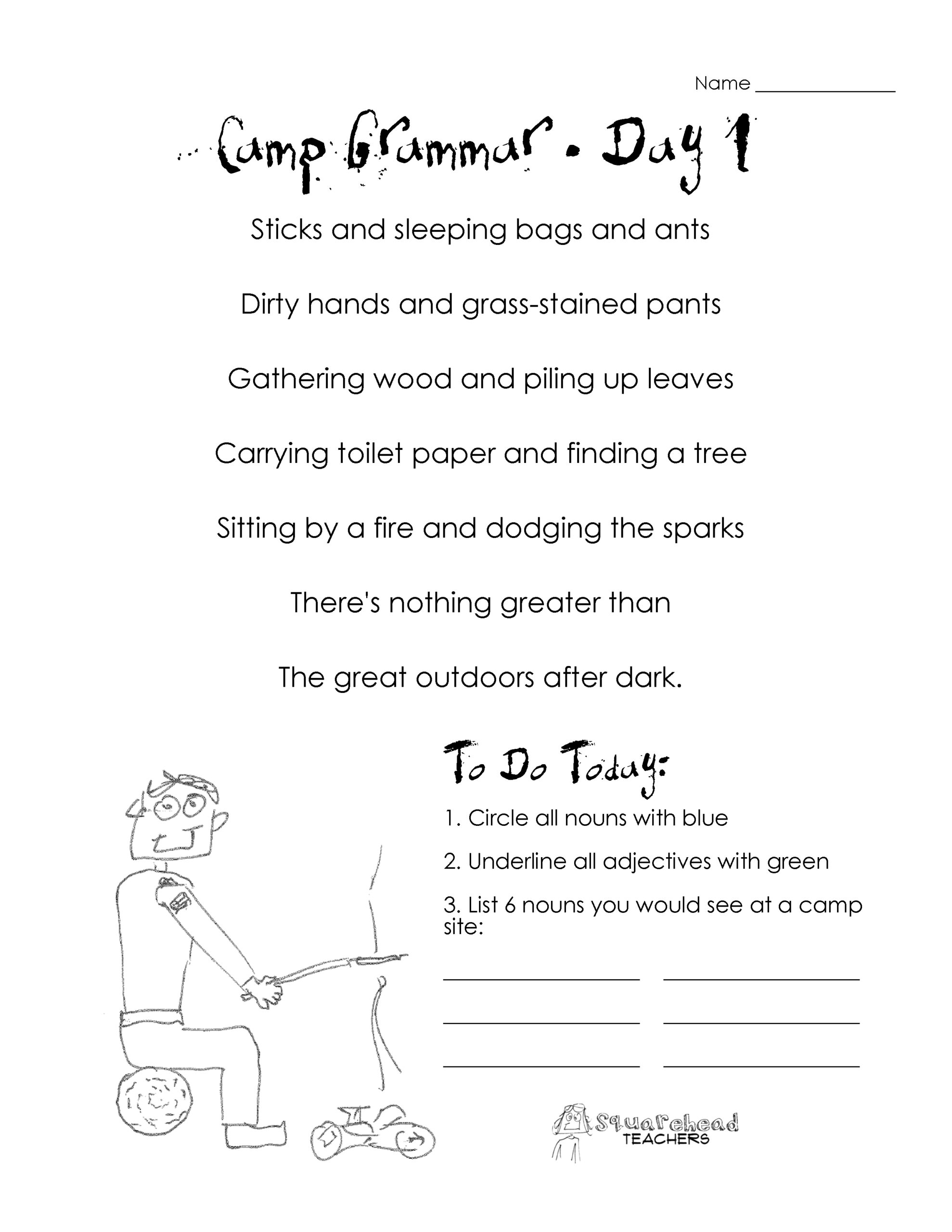 Camp Grammar 4 Days Of Free Worksheets For Upper Grades Squarehead Teachers Camp Grammar 4 Days Of Free Worksheets For Upper Grades Squarehead Teachers