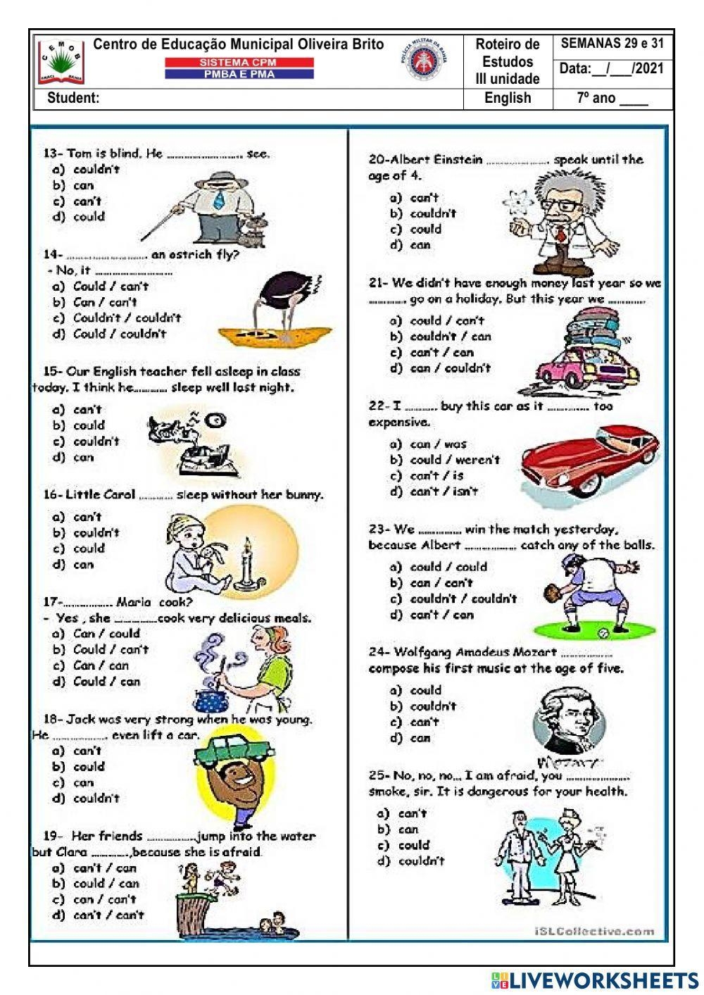Can And Could Free Interactive Worksheets 1730457