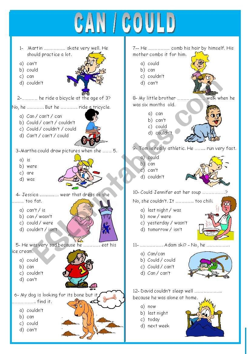 Can Could ESL Worksheet By Nigyy