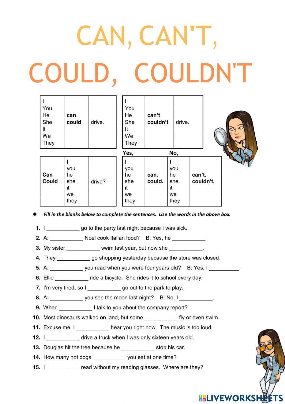 Can could Free Interactive Worksheets 1339936