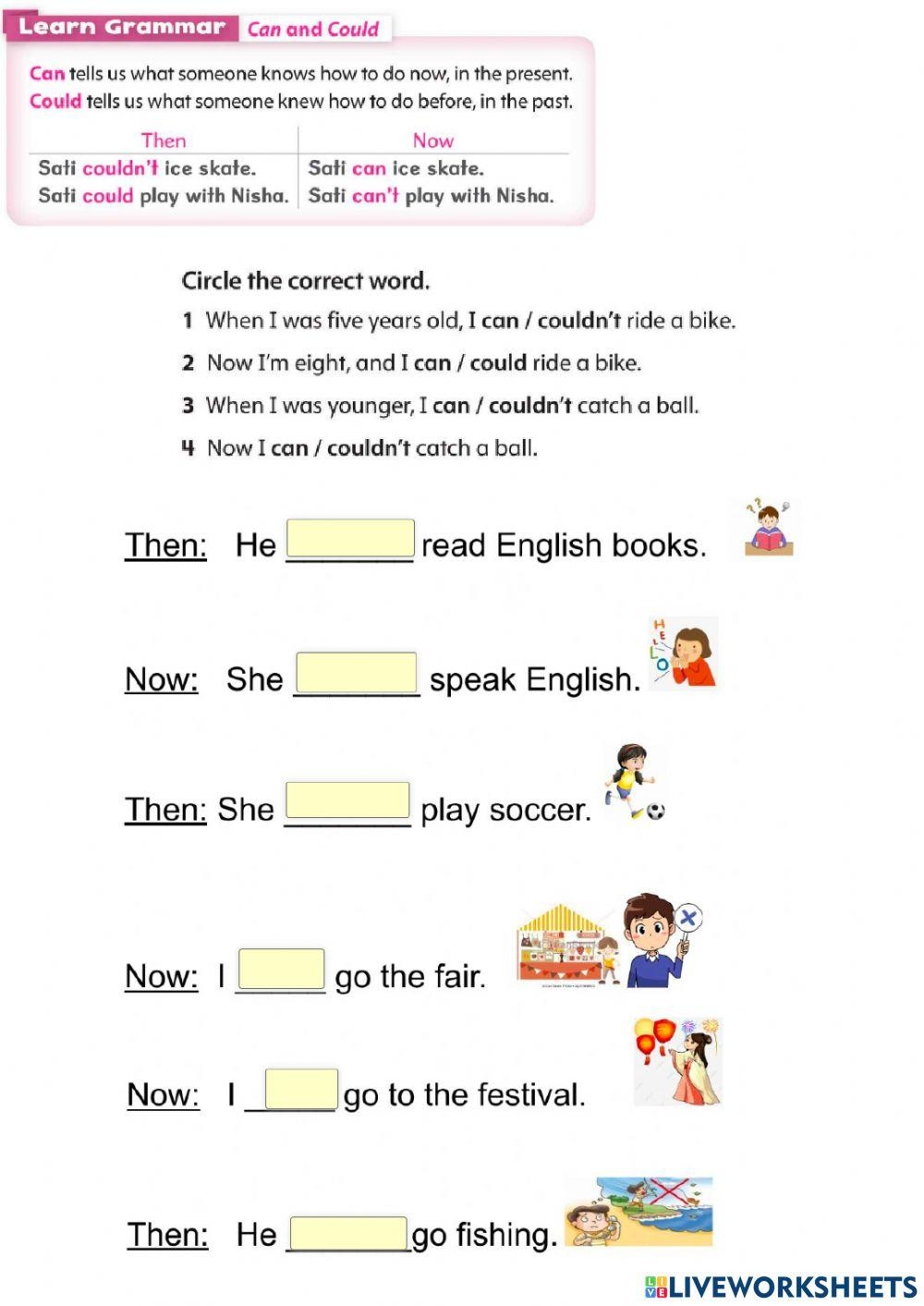 Can Could Free Interactive Worksheets 2207980