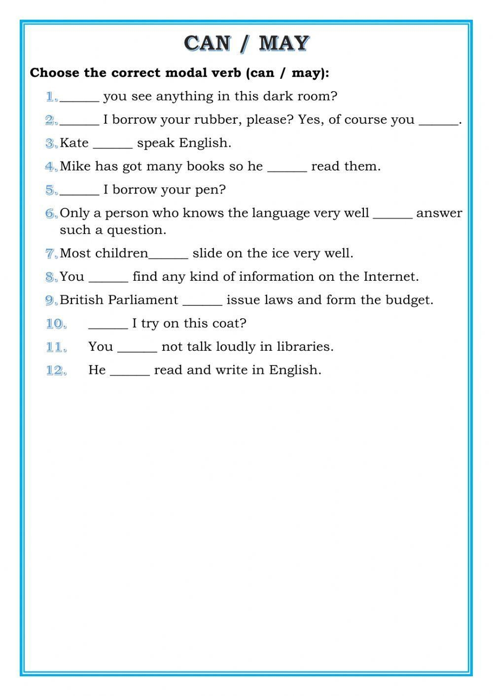 Can Or May Free Interactive Worksheets 378210 Can Or May Free Interactive Worksheets 378210