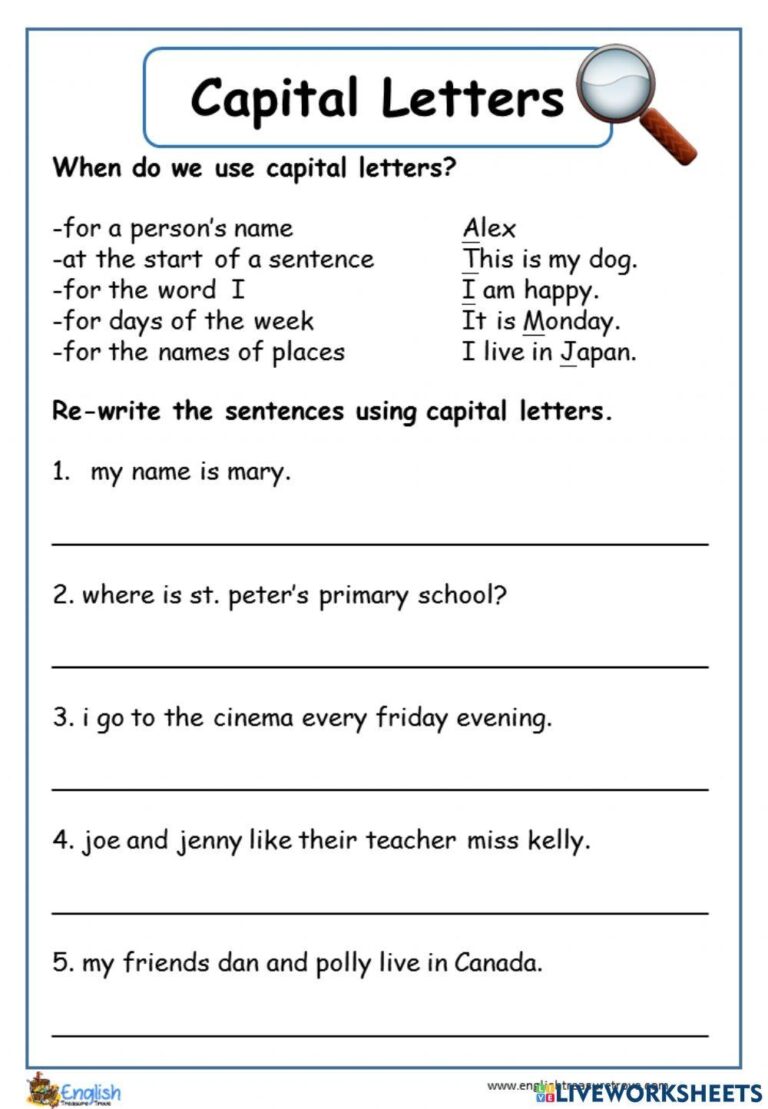 Capital Letters Free Interactive Worksheets 4038528