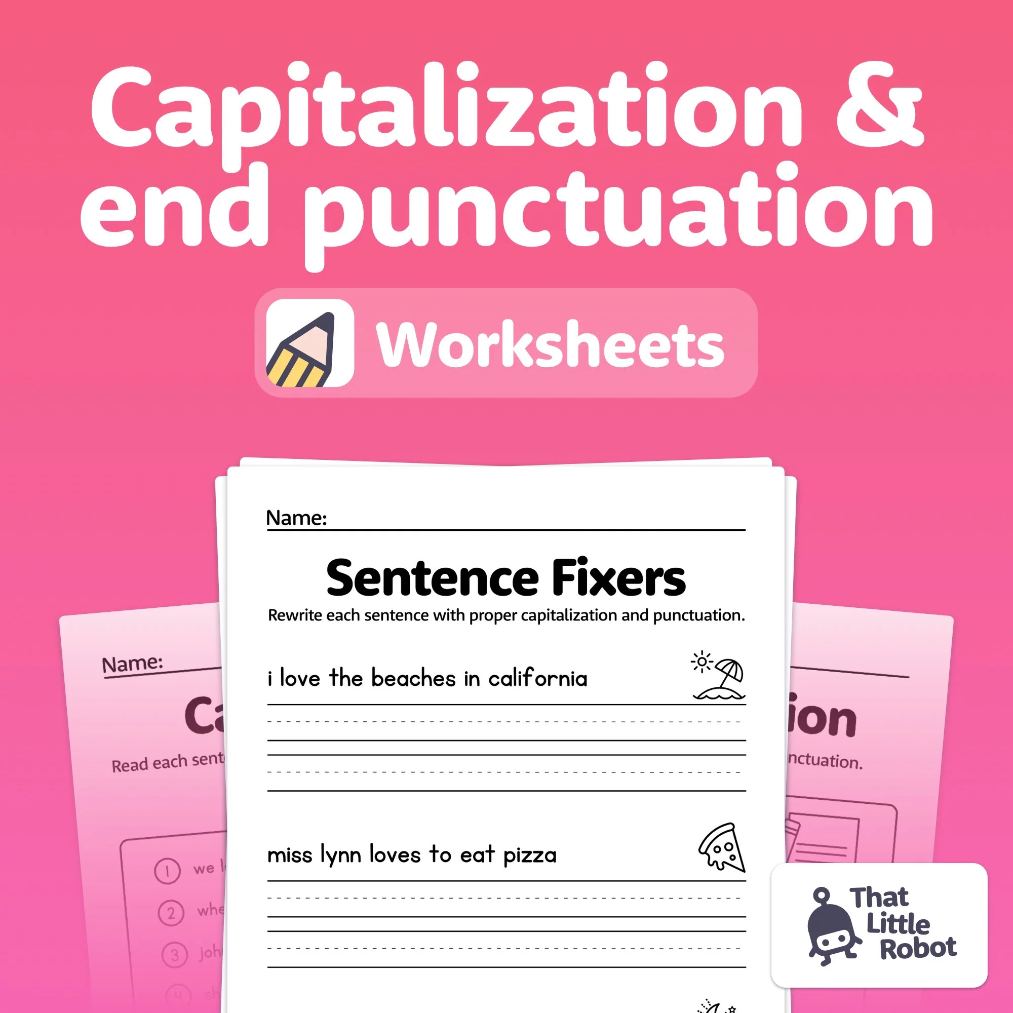 Capitalization End Punctuation Worksheets No Prep 1st And 2nd Grade Grammar Worksheets printable PDF Etsy Capitalization End Punctuation Worksheets No Prep 1st And 2nd Grade Grammar Worksheets printable PDF Etsy