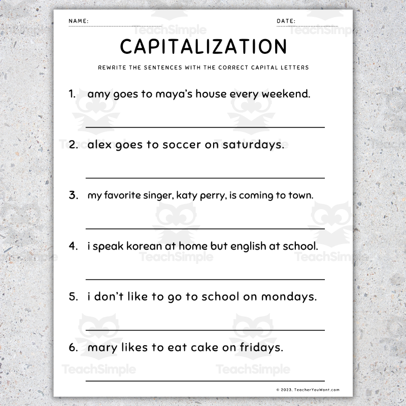 4th Grammar Worksheet