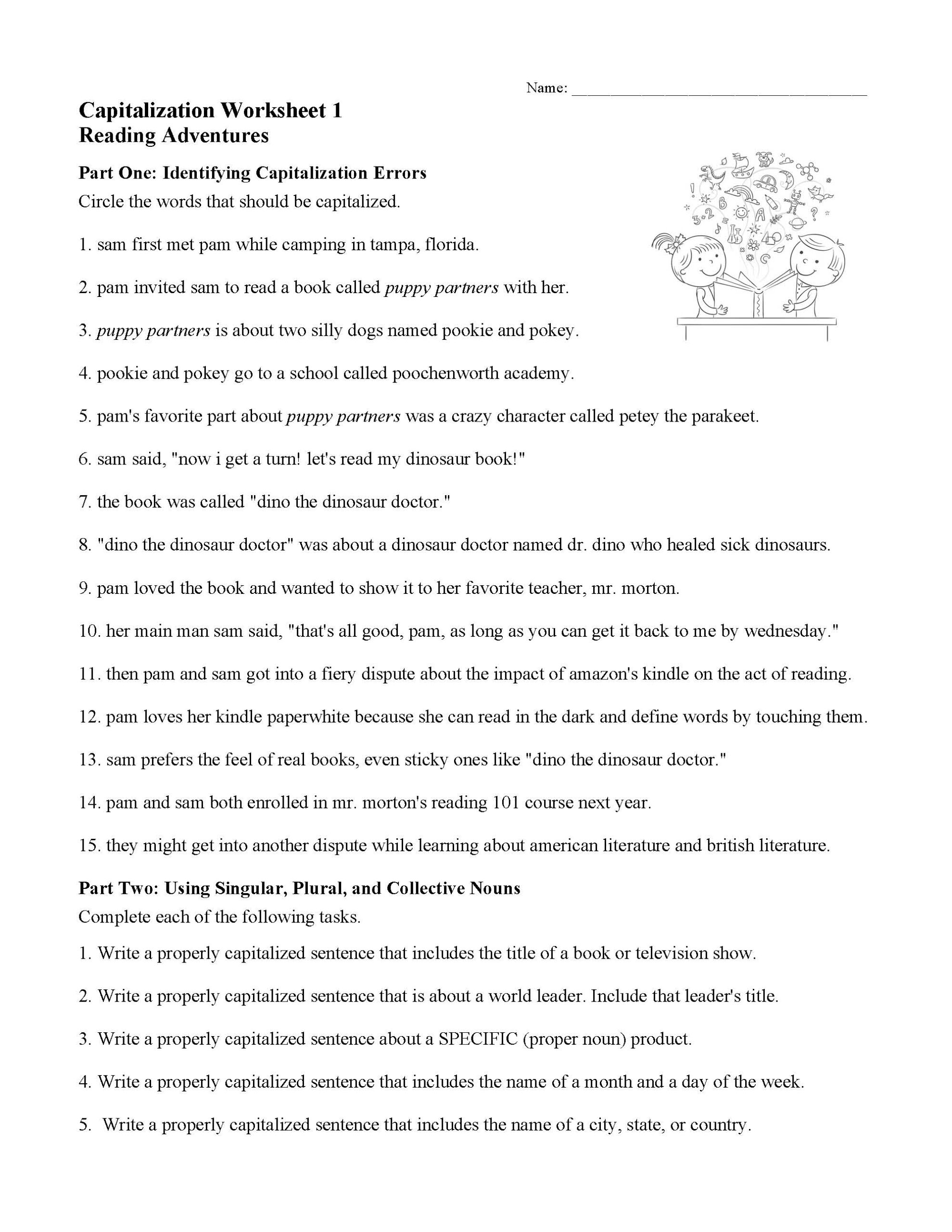 Capitalization Worksheet 1 Grammar Activity Capitalization Worksheet 1 Grammar Activity