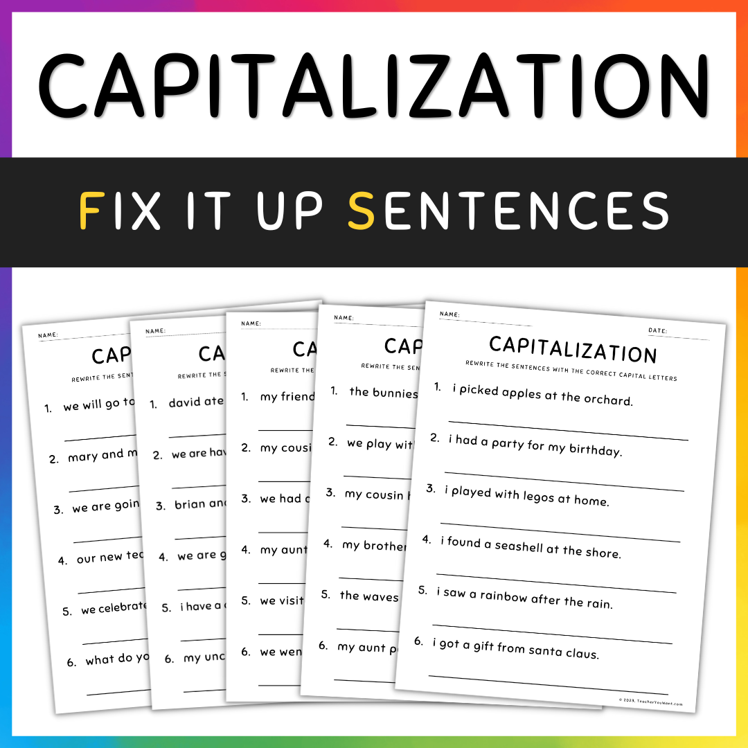 Capitalization Worksheets Fix The Sentences Grammar Practice 2nd Grade Made By Teachers Capitalization Worksheets Fix The Sentences Grammar Practice 2nd Grade Made By Teachers