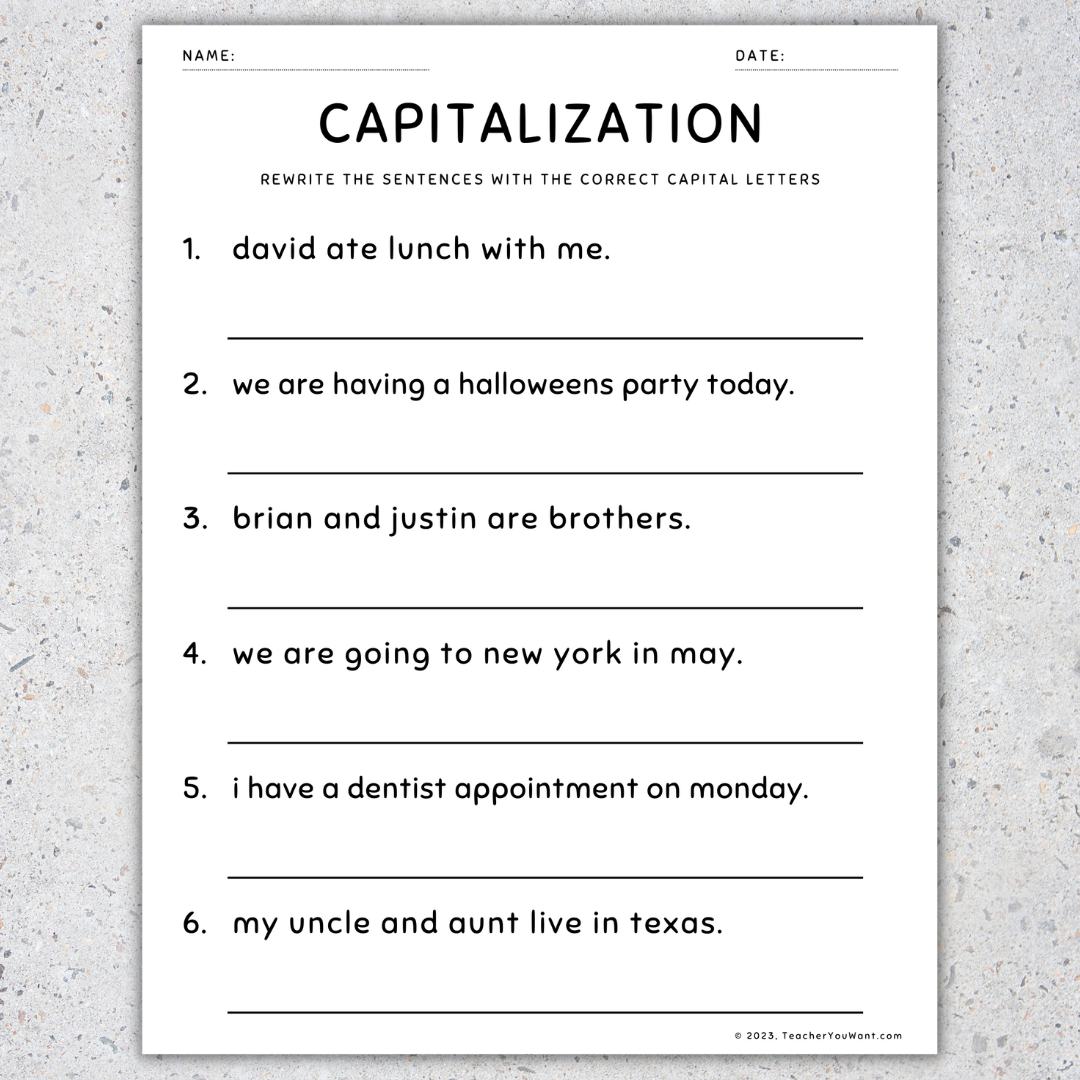 Capitalization Worksheets Fix The Sentences Grammar Practice 2nd Grade Made By Teachers Capitalization Worksheets Fix The Sentences Grammar Practice 2nd Grade Made By Teachers