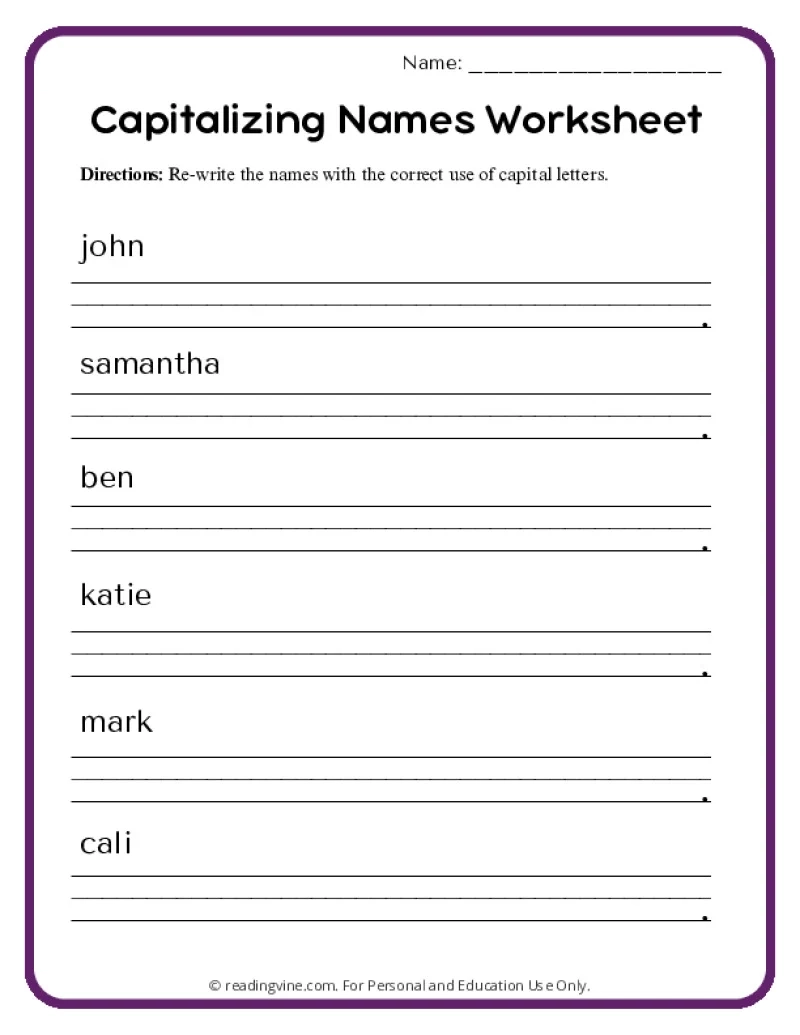 Capitalization Worksheets ReadingVine Capitalization Worksheets ReadingVine