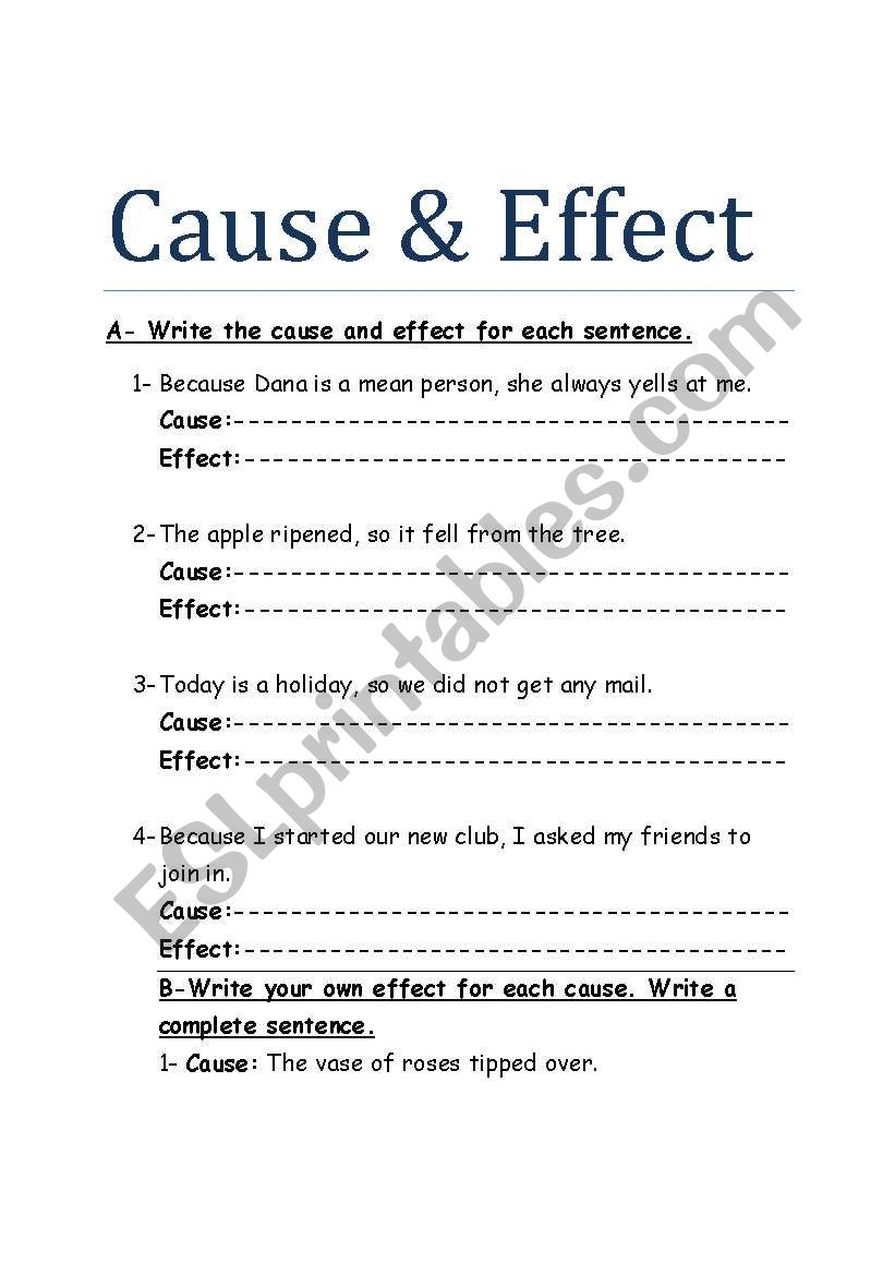 Cause And Effect ESL Worksheet By Bdayekh Cause And Effect ESL Worksheet By Bdayekh