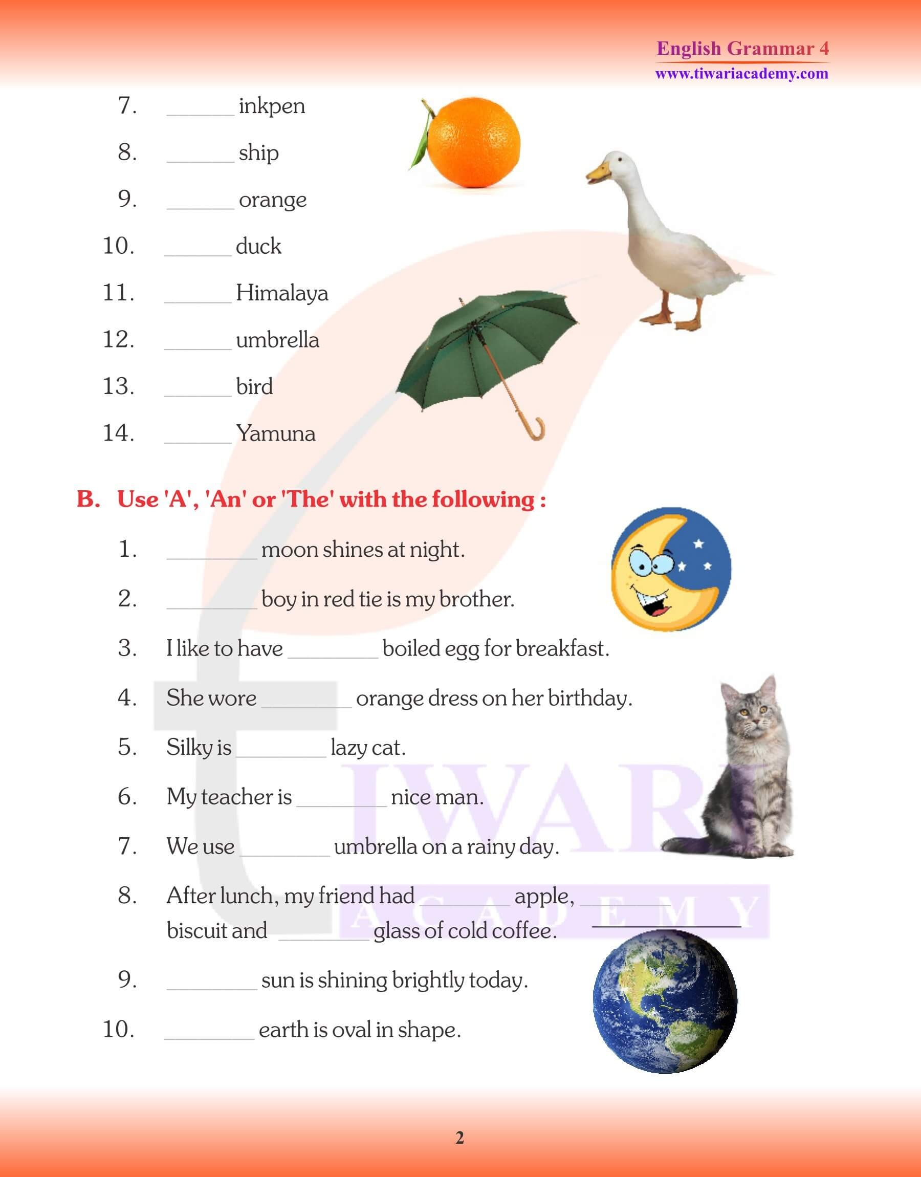 CBSE NCERT Class 4 English Grammar Chapter 11 Articles In PDF Format CBSE NCERT Class 4 English Grammar Chapter 11 Articles In PDF Format