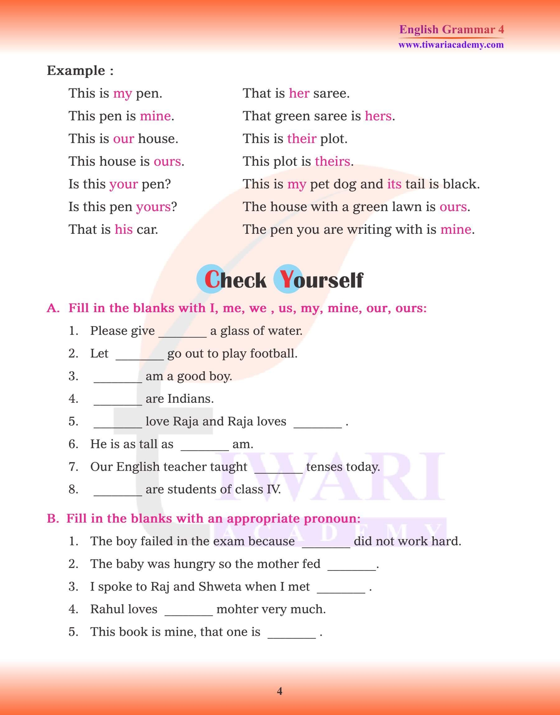 4th Grade Grammar Worksheets Pronouns