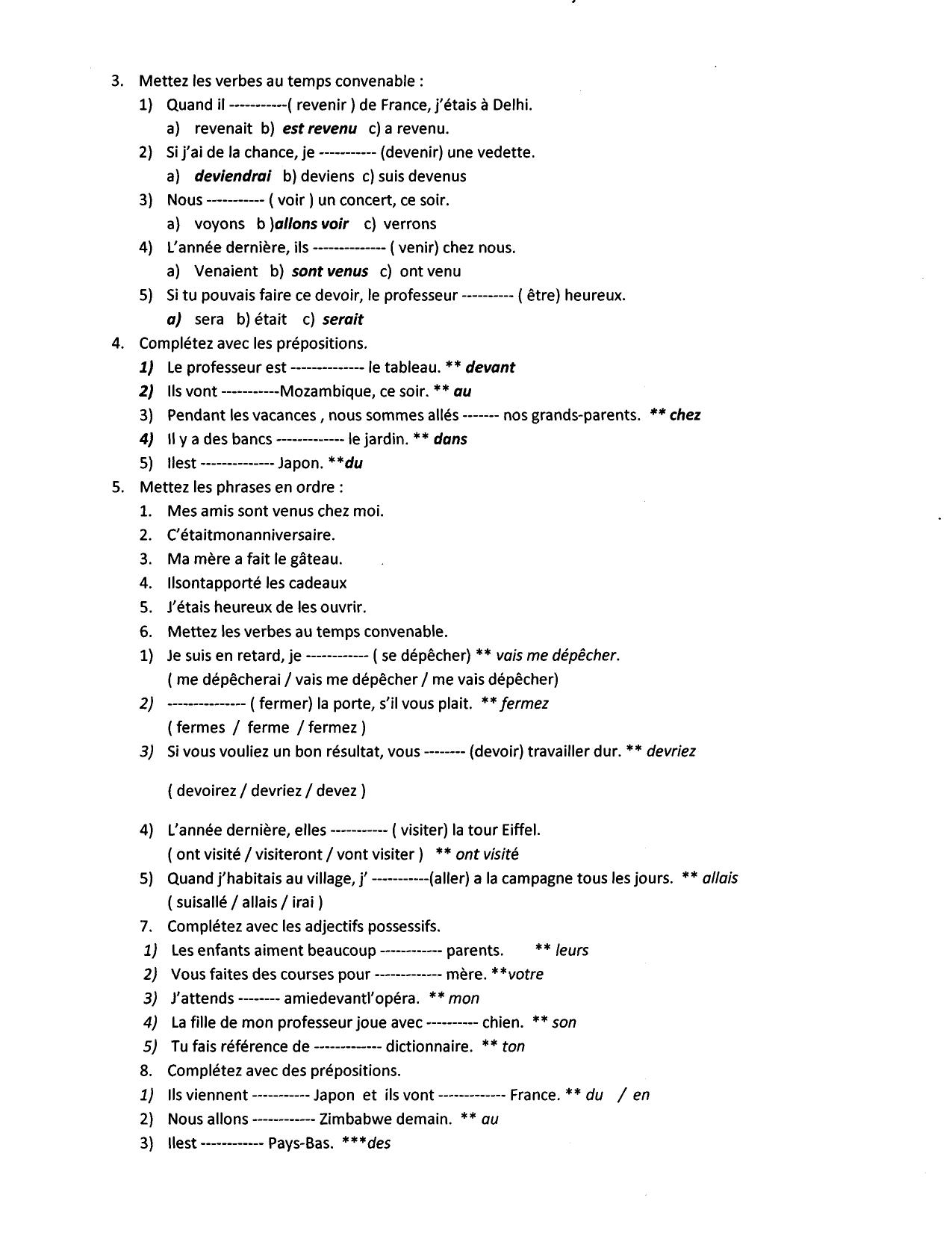 CBSE Worksheets For Class 9 French Assignment 1 IndCareer Docs