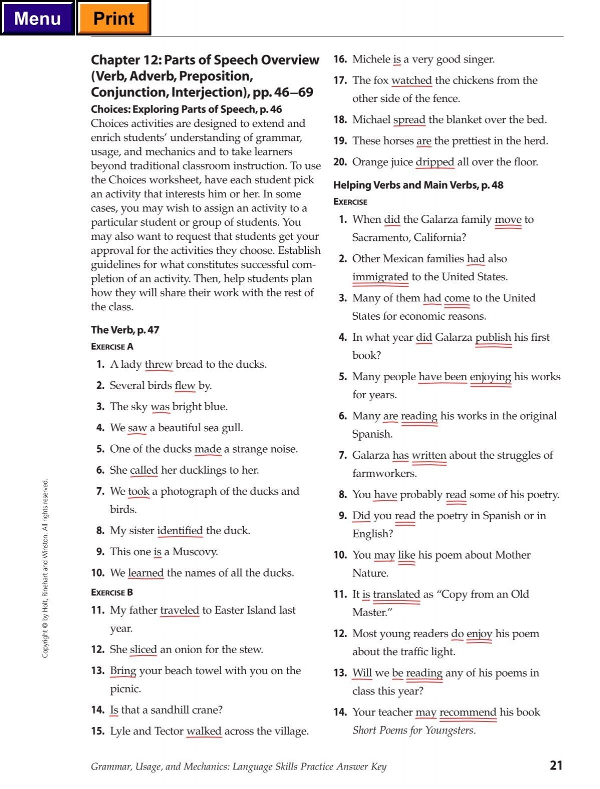Chapter 12 Parts Of Speech Overview Verb Adverb Preposition 