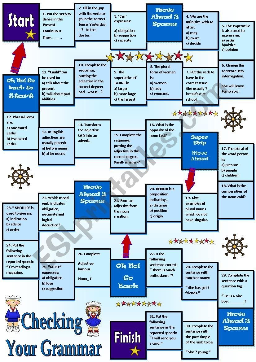 Grammar Games Worksheets