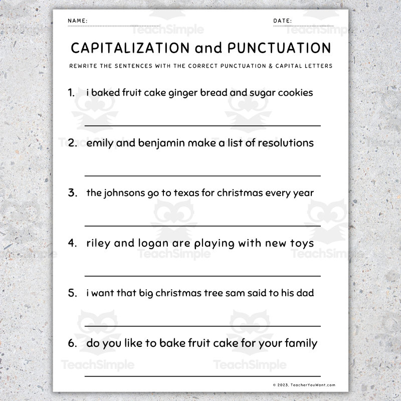 Christmas Capitalization And Punctuation Worksheets Fix The Sentences By Teach Simple Christmas Capitalization And Punctuation Worksheets Fix The Sentences By Teach Simple