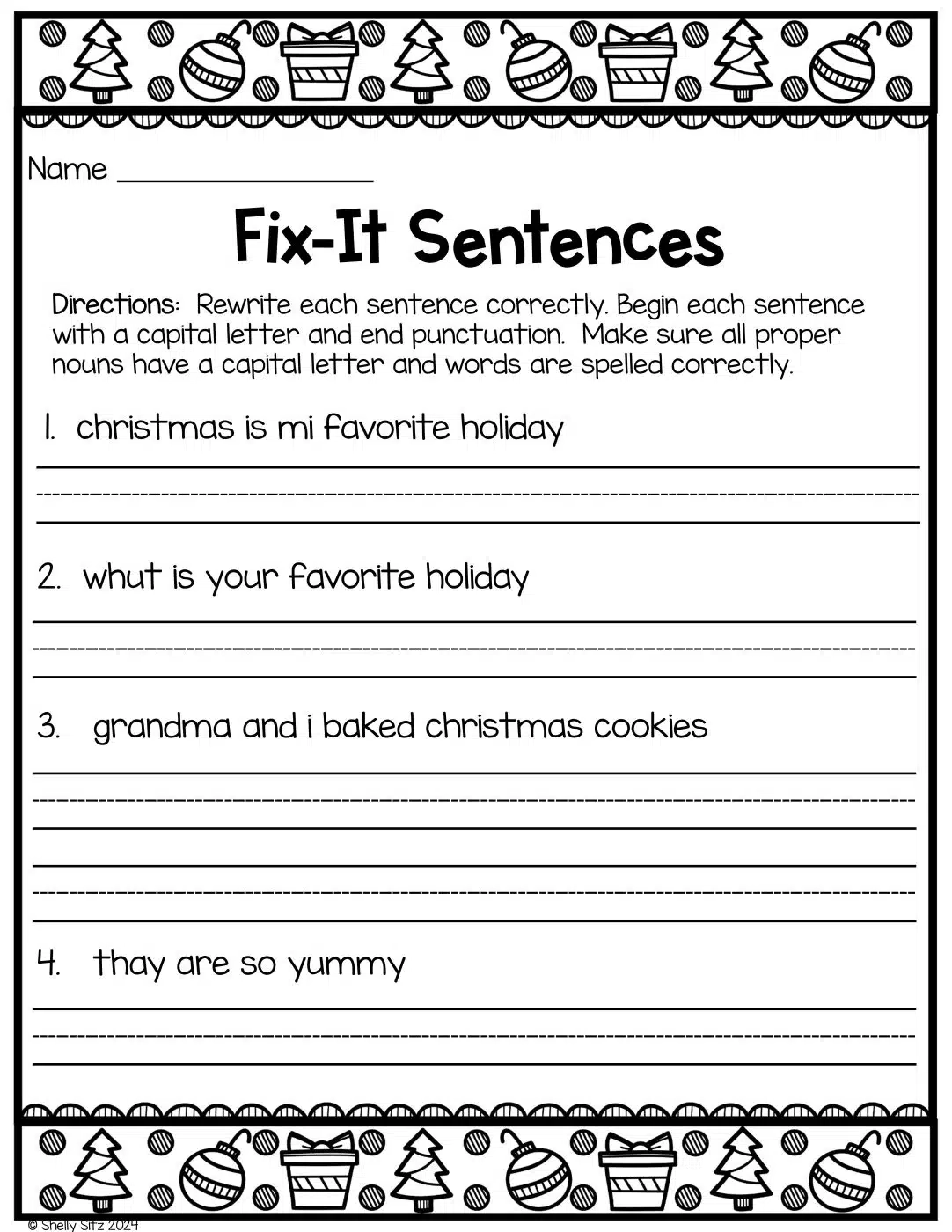 Christmas Fix It Sentences Second Grade Teaching Blog Christmas Fix It Sentences Second Grade Teaching Blog