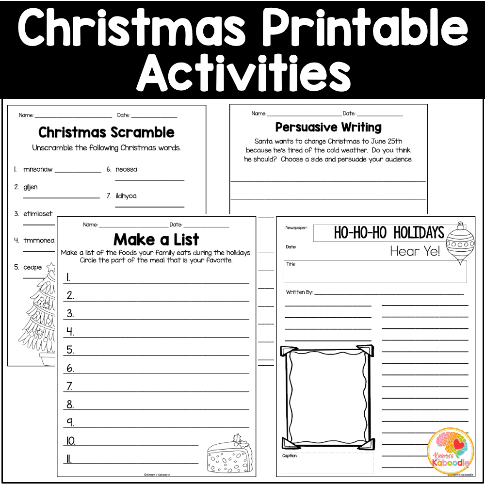 Christmas Grammar Worksheets 4th Grade