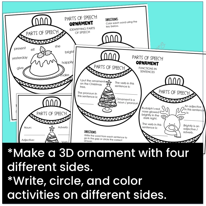 Christmas Ornament Parts Of Speech Craft 3rd 5th Grade Fun Grammar Activity
