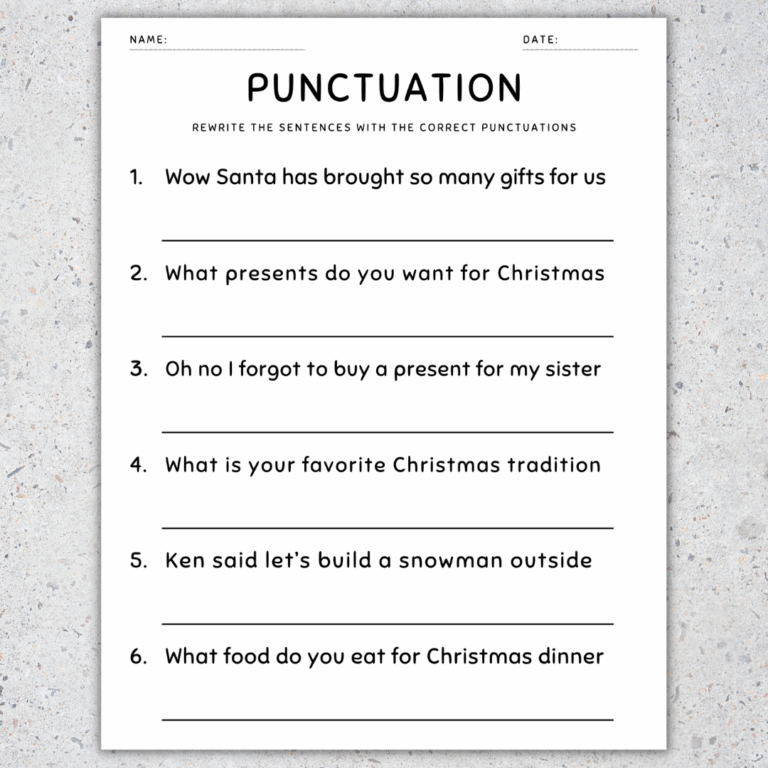 Christmas Punctuation Worksheets Fix The Sentences Grammar Practice Made By Teachers