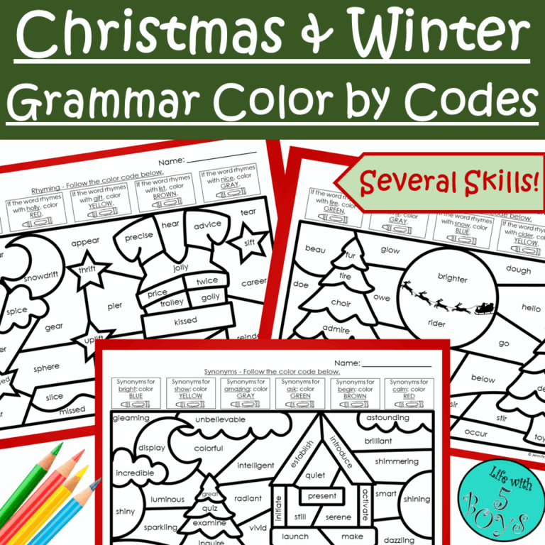 Christmas U0026 Winter Themed Grammar Skills Review Color By Code Activities Made By Teachers