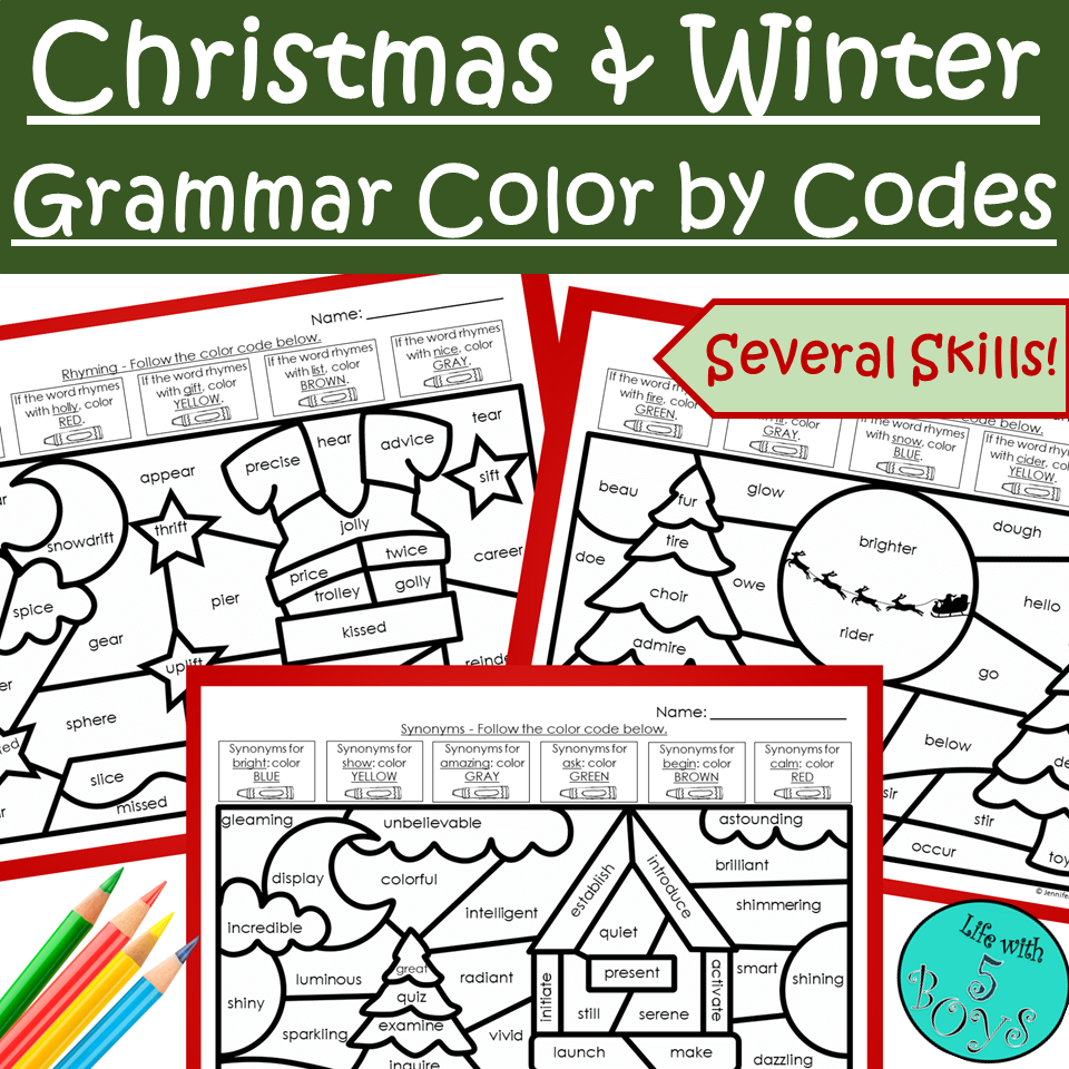 Christmas Winter Themed Grammar Skills Review Color By Code Activities Made By Teachers Christmas Winter Themed Grammar Skills Review Color By Code Activities Made By Teachers