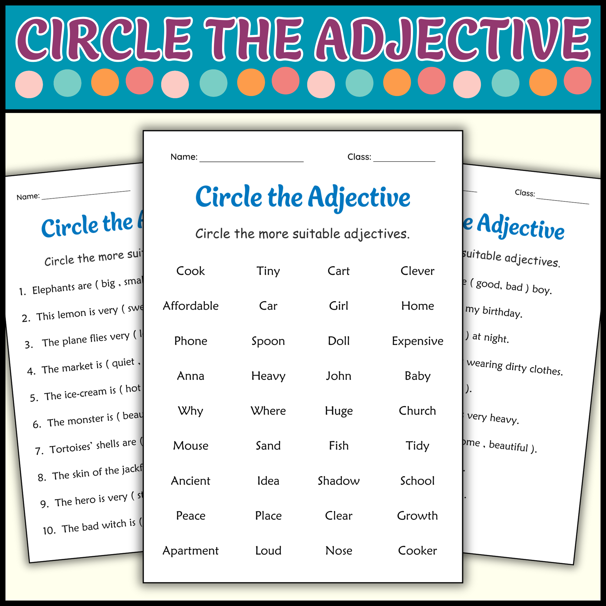 Adjectives In English Grammar Worksheet