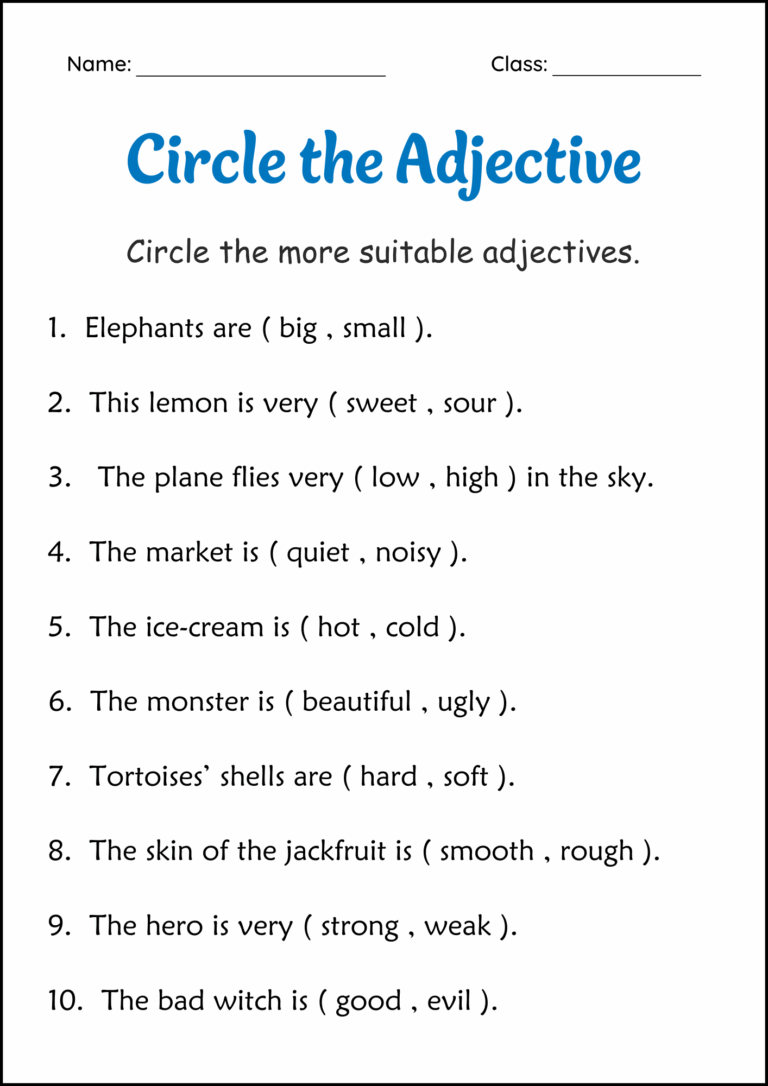 Circle The Adjectives Grammar Worksheets 2nd And 3rd Grade Made By Teachers