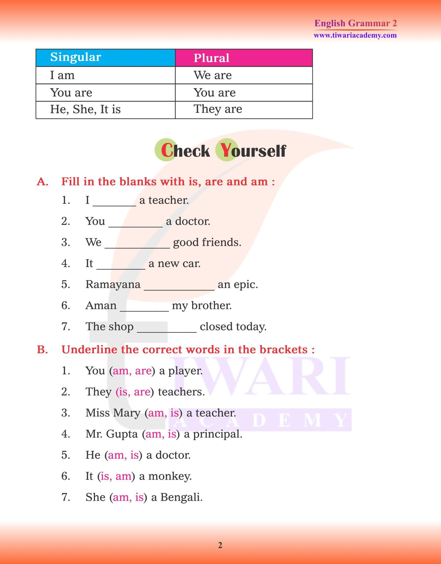 Class 2 English Grammar Chapter 10 Use Of Is Am And Are In PDF File Class 2 English Grammar Chapter 10 Use Of Is Am And Are In PDF File