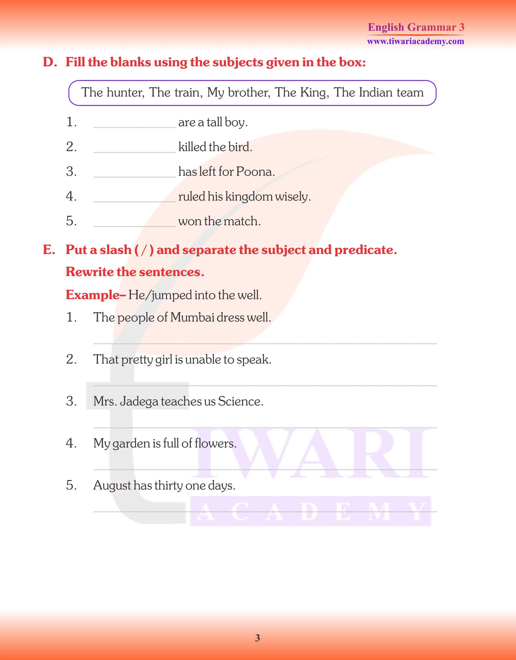 Class 3 English Grammar Chapter 1 The Sentence For 2025 26 Class 3 English Grammar Chapter 1 The Sentence For 2025 26