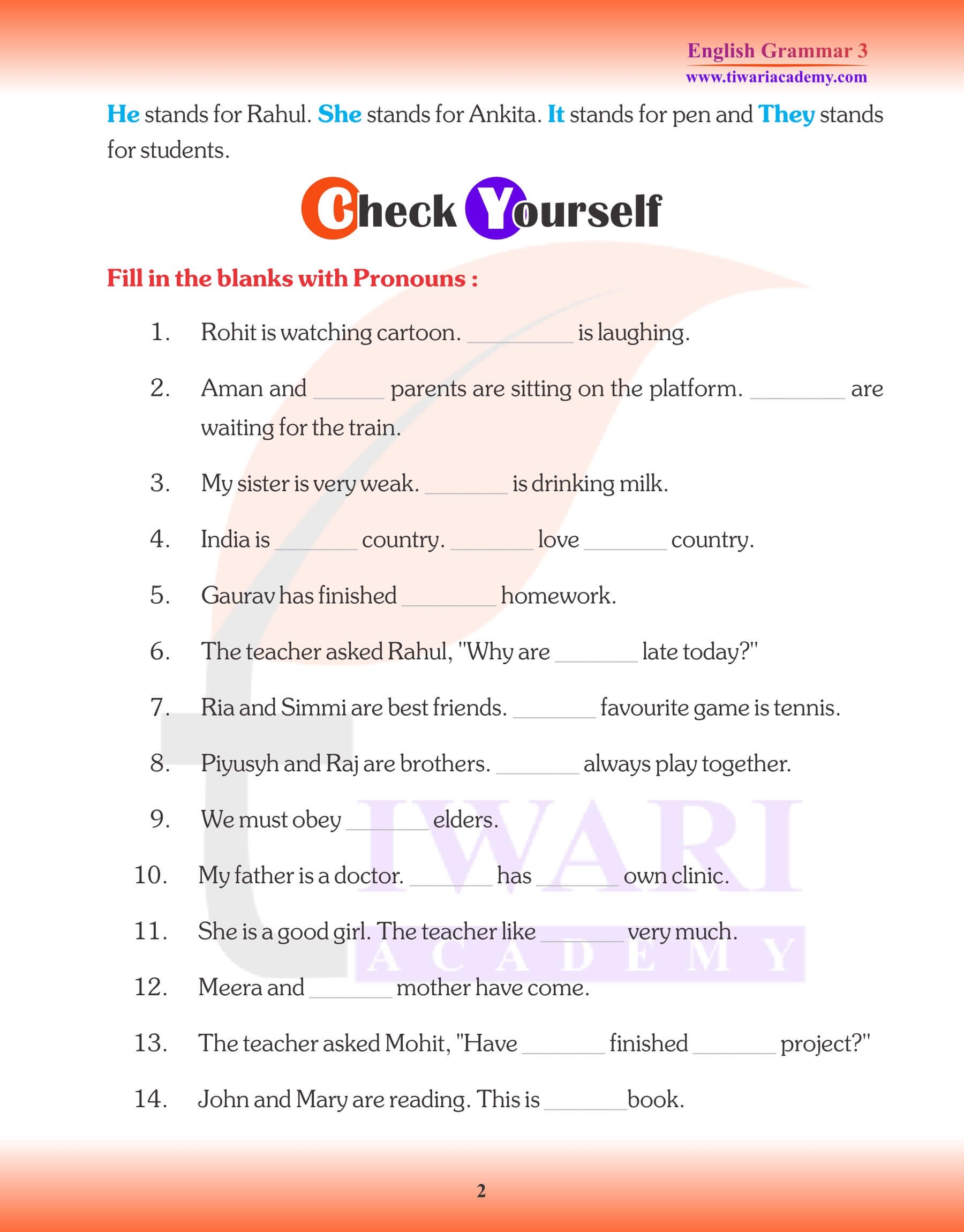 3rd Class English Grammar Worksheet 3rd Class English Grammar Worksheet