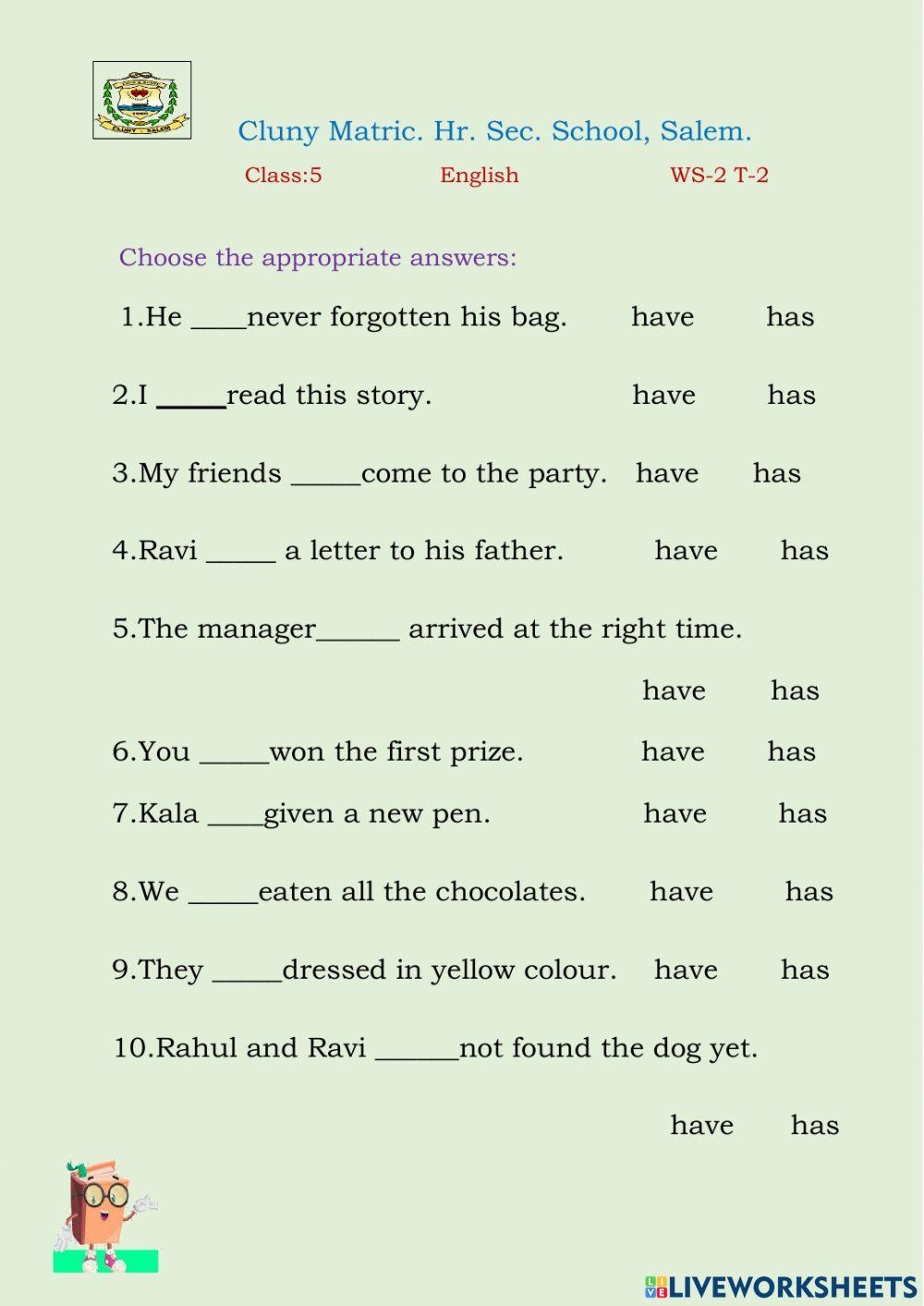 Class 5 English Free Interactive Worksheets 709208