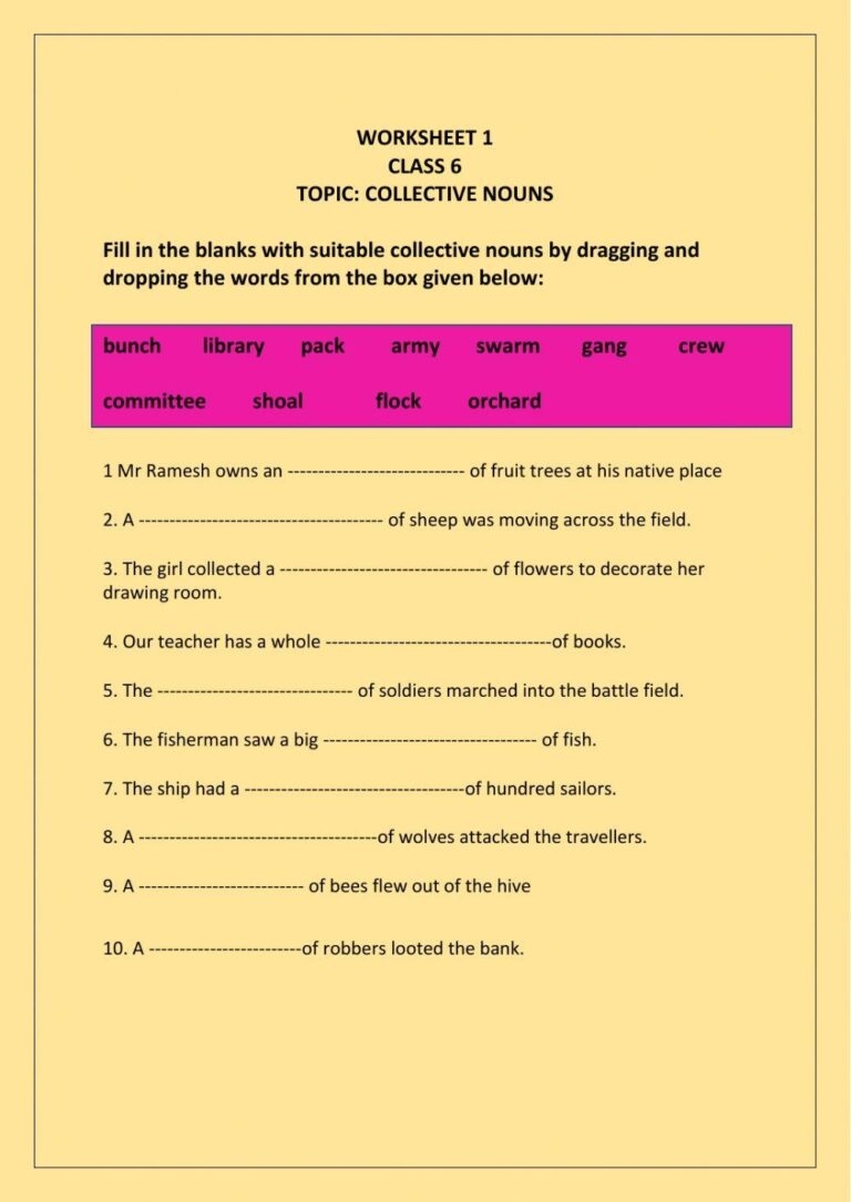 Class 6 Collect Free Interactive Worksheets 504448