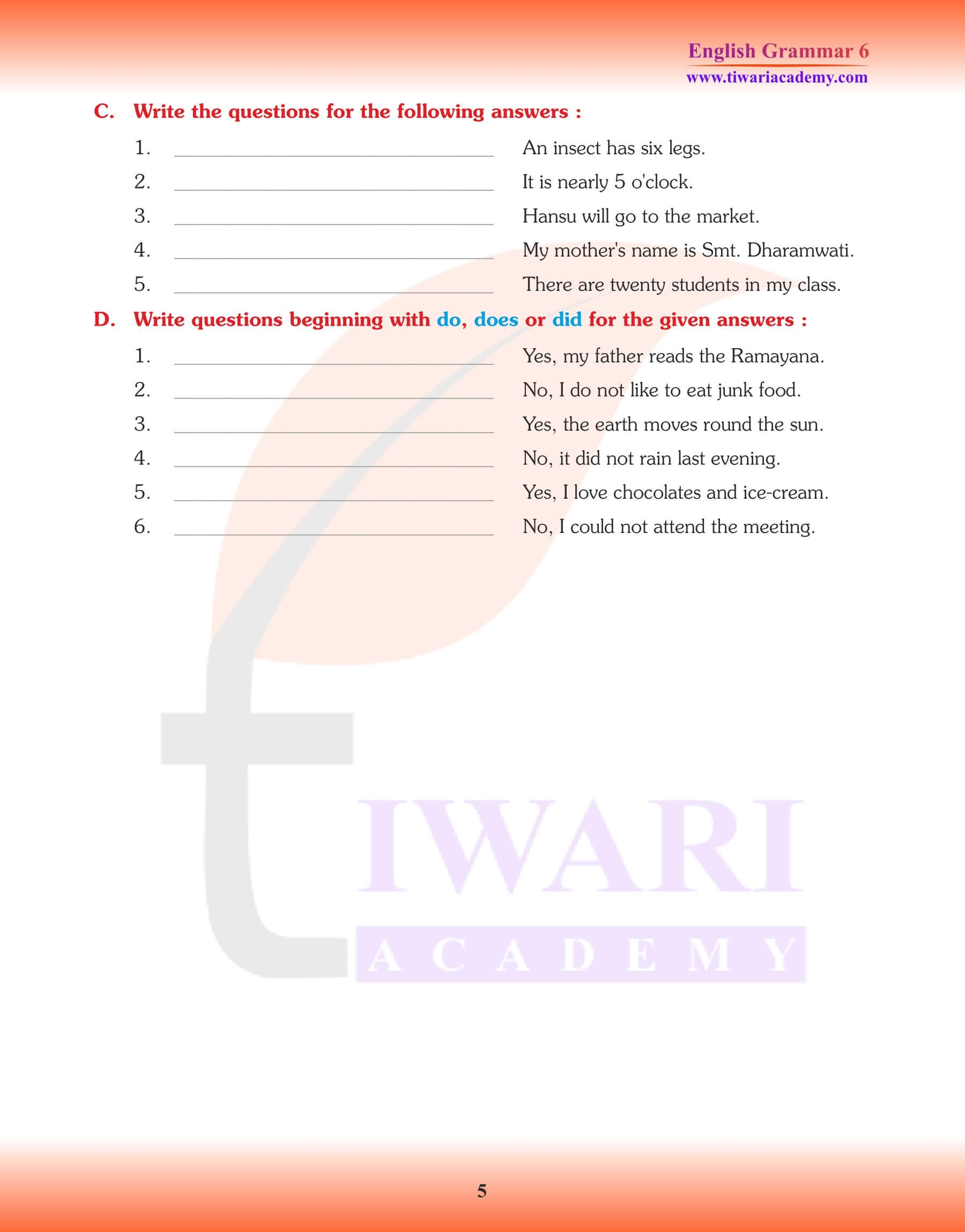 Class 6 English Grammar Chapter 2 Parts Of The Sentence