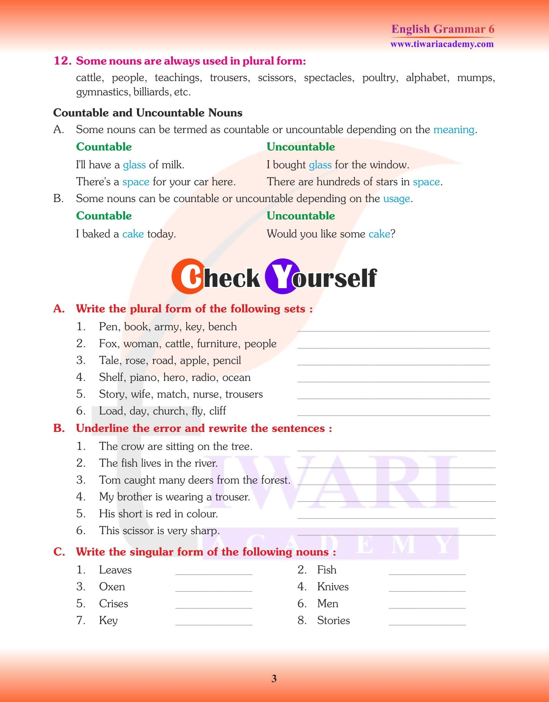 6th Grade Cbse English Grammar Worksheets