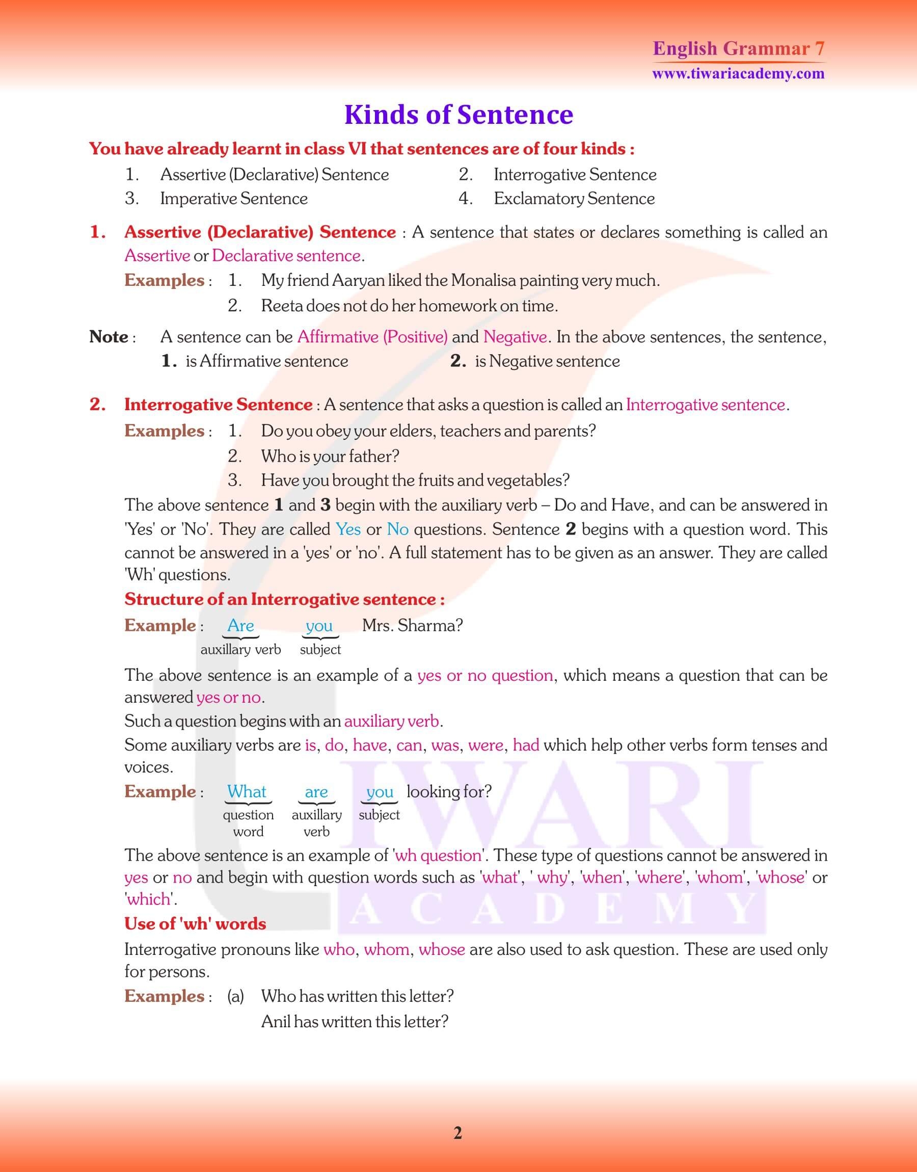 Class 7 English Grammar Chapter 1 The Sentence Updated For 2025 26 Class 7 English Grammar Chapter 1 The Sentence Updated For 2025 26