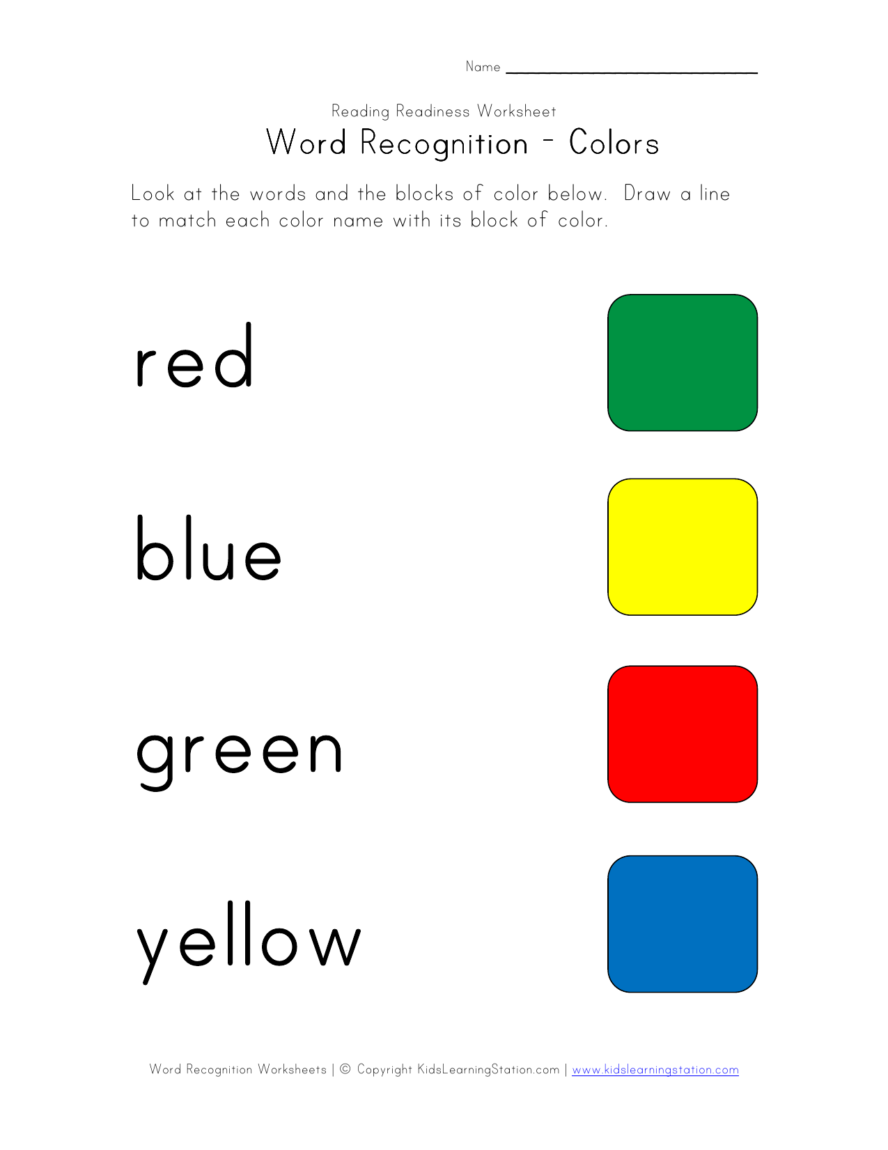 Color Matching Worksheet For Kids