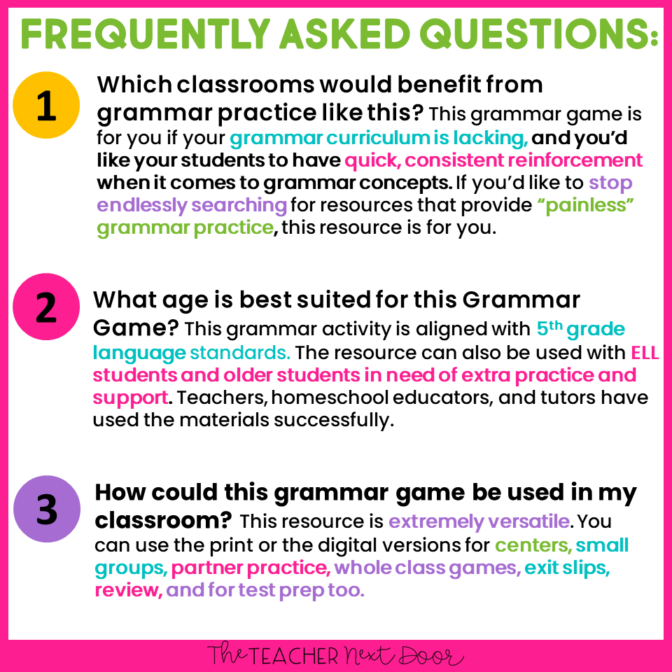 Commas For Tag Questions Yes No Statements And Direct Address Game Print And Digital The Teacher Next Door