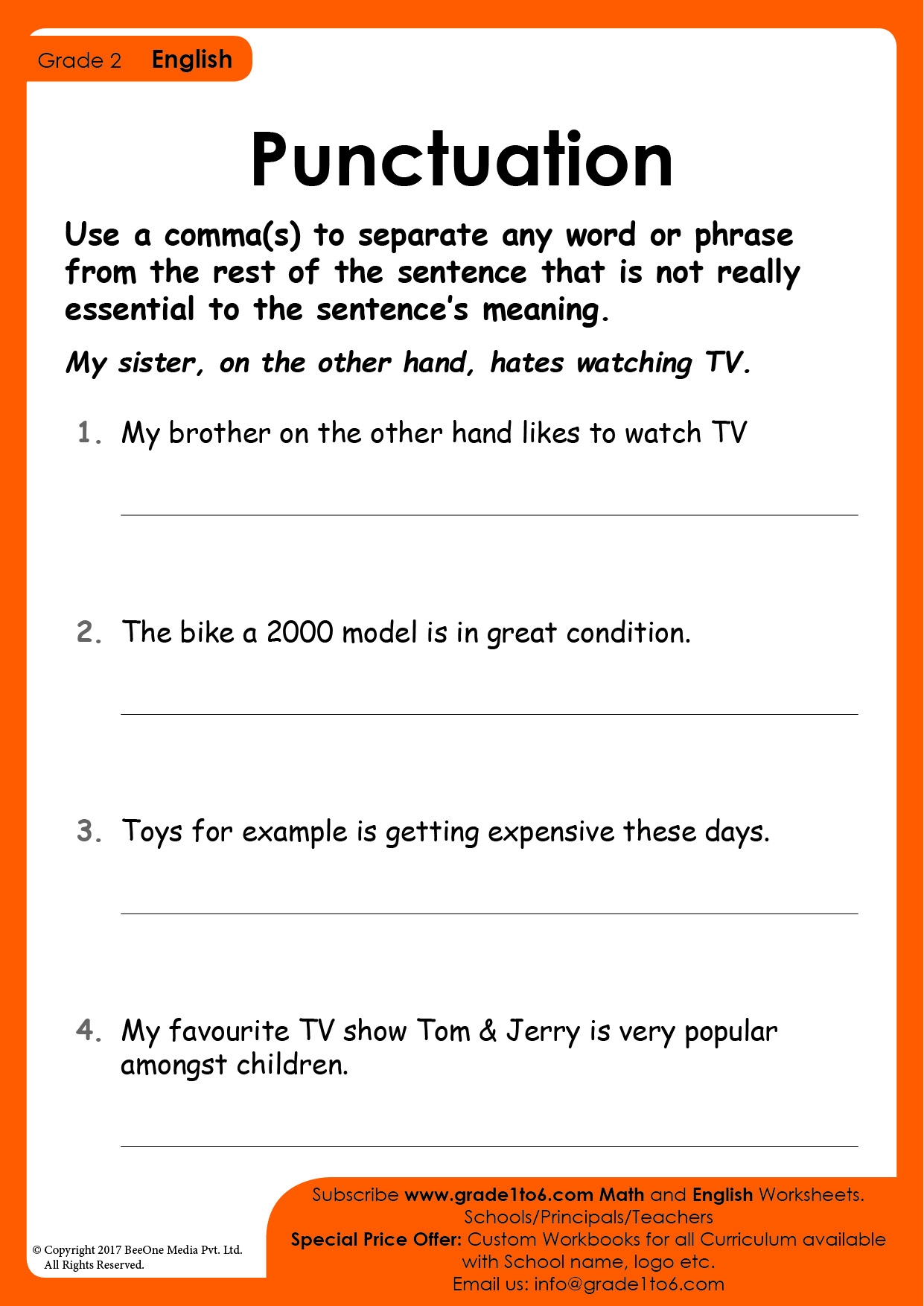 Commas Worksheets For Grade 2 Grade1to6 Commas Worksheets For Grade 2 Grade1to6
